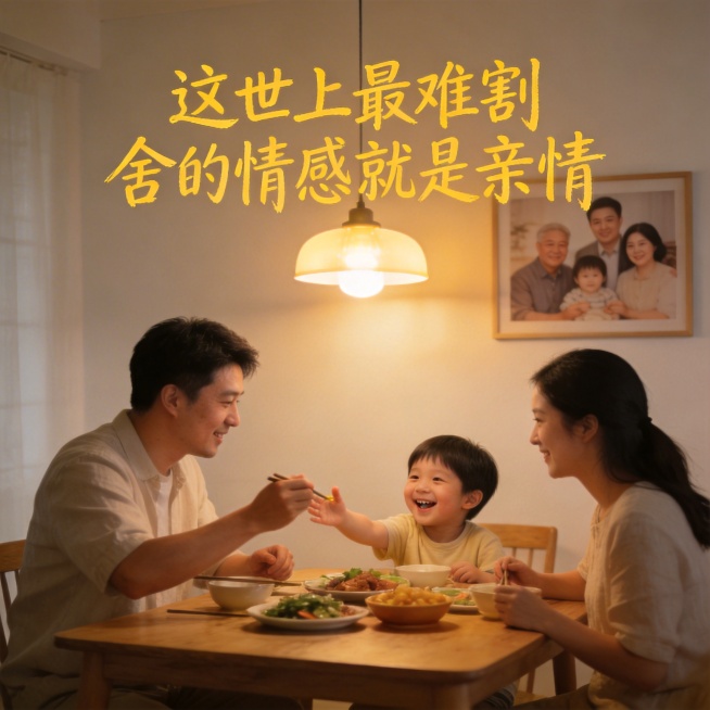 生成一张图片，图片中包含文字：这世上最难割舍的情感就是亲情预览效果