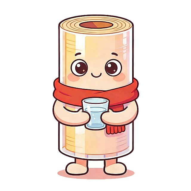 模仿参考图的画风，生成卷膜卡通人物，眼神端正不转悠，手持小水杯，1:1尺寸