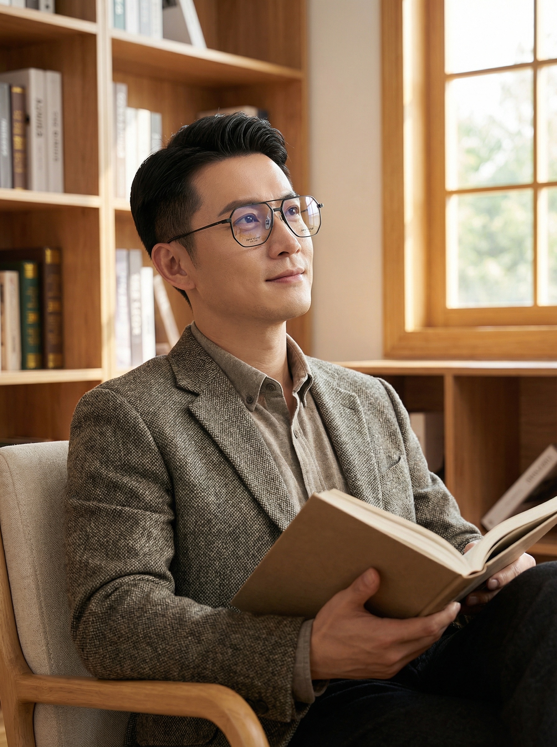 找一位男士年龄在30-40之间，中国人，斯文一点，佩戴图片的眼镜 - 图片创意预览