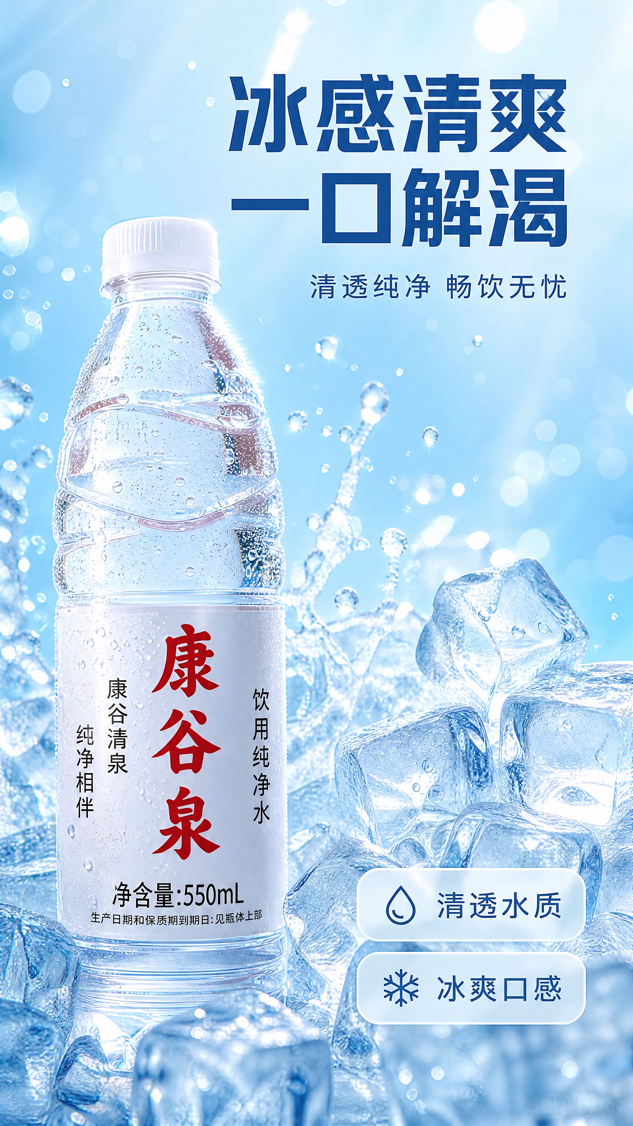 [商品] 使用【图1】康谷泉饮用纯净水550mL瓶装；保留瓶身… - 图片创意预览