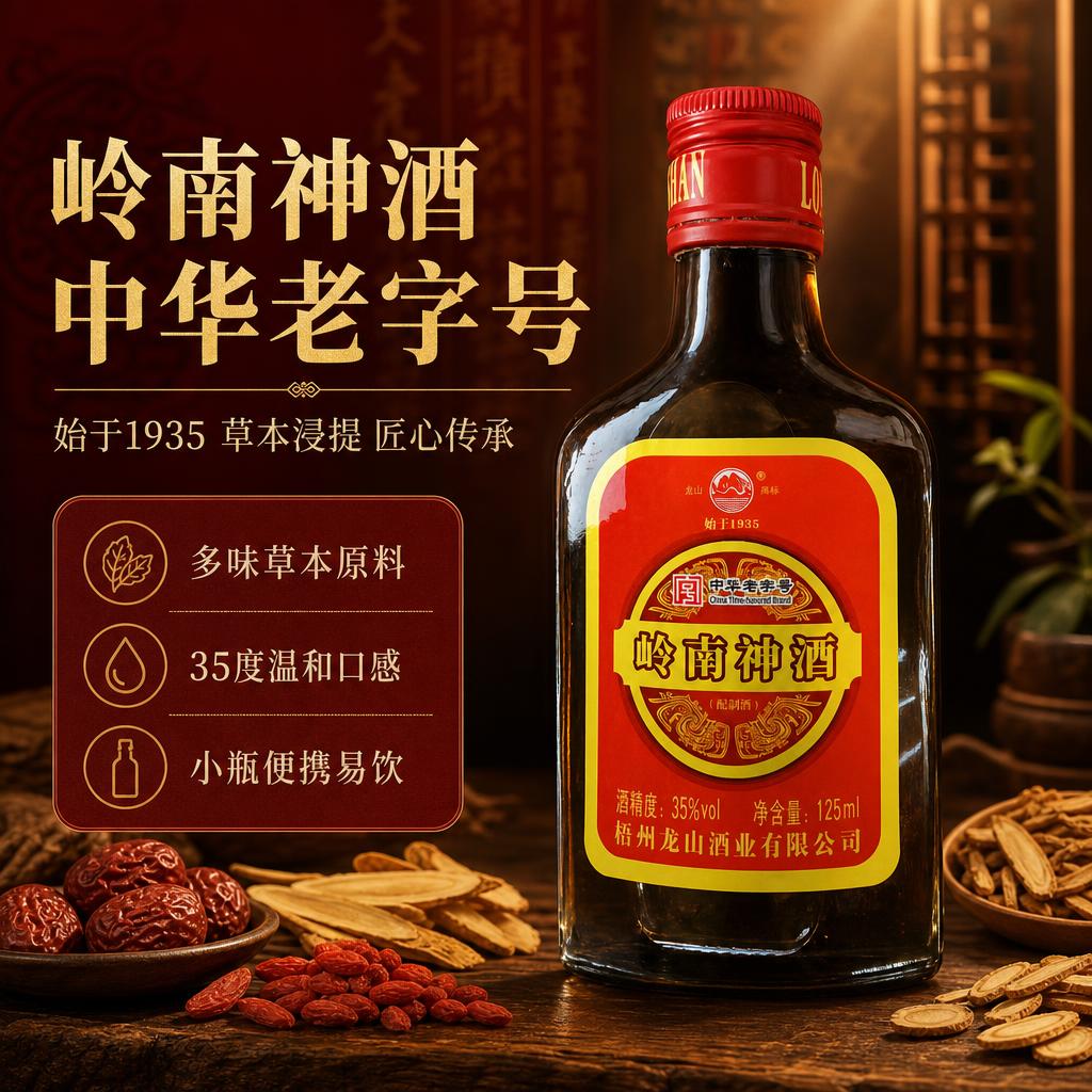 [商品] 使用【图1】龙山牌岭南神酒125ml正面图；保留透明… - 图片创意预览