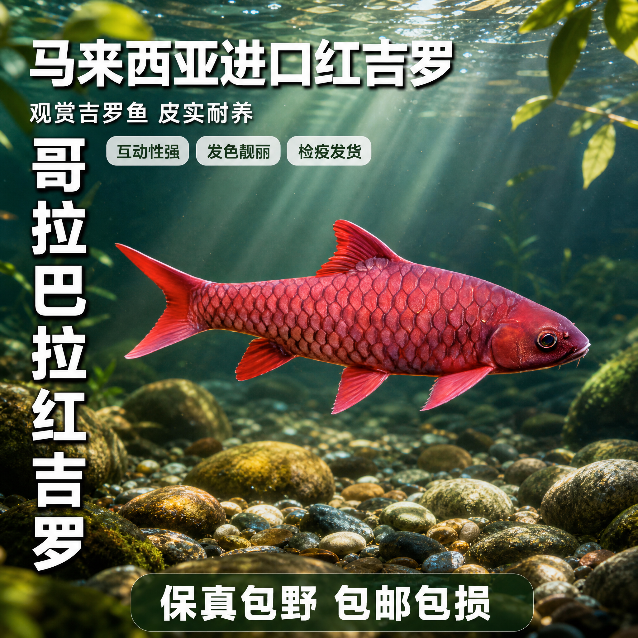 [单张主图] 马来西亚进口哥拉巴拉红吉罗观赏鱼电商主图，高级原… - 图片创意预览