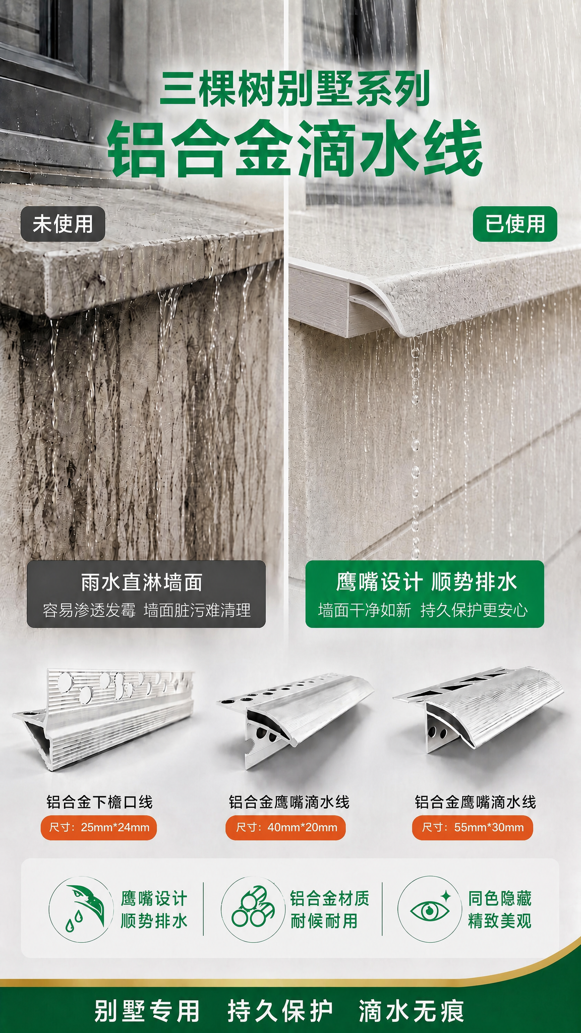 仅修改右侧已使用窗台的鹰嘴滴水线区域：去除鹰嘴线内部/缝隙中的… - 图片创意预览
