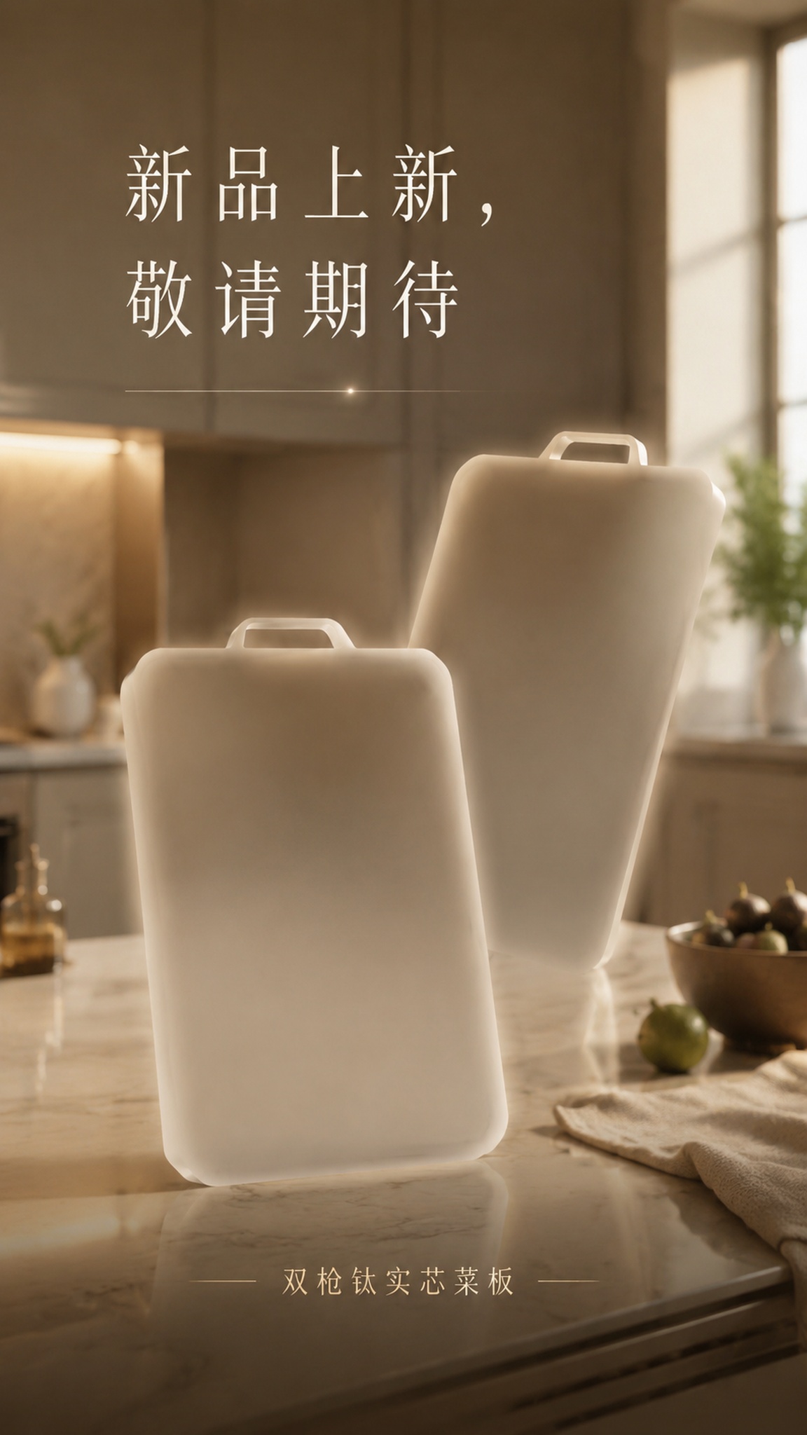 基于上传的菜板产品图进行创意重绘，制作新品悬念预告海报。 【核… - 图片创意预览