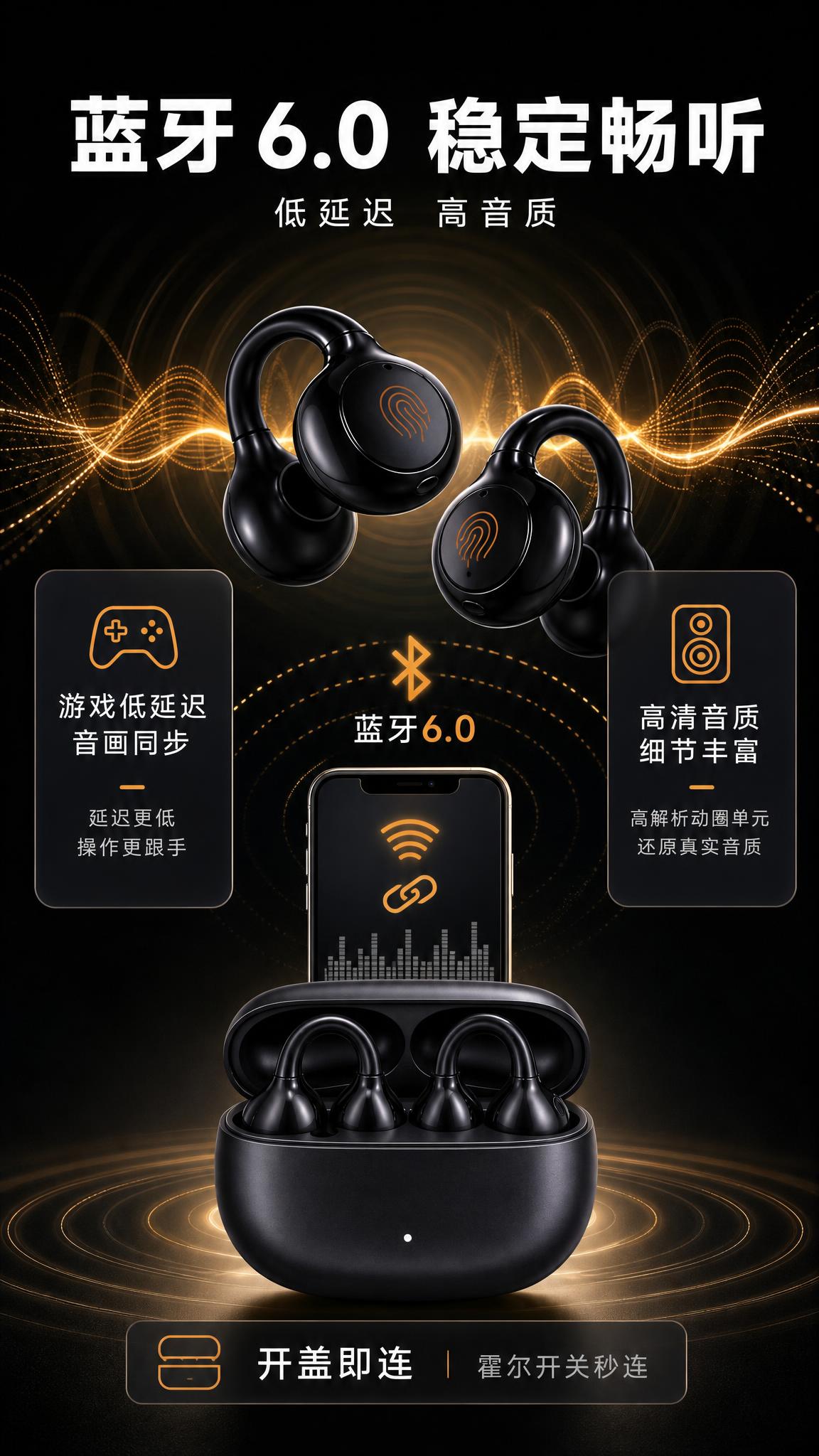 [商品] 使用【图1】LKP黑色耳夹式蓝牙耳机及充电仓；保留产… - 图片创意预览