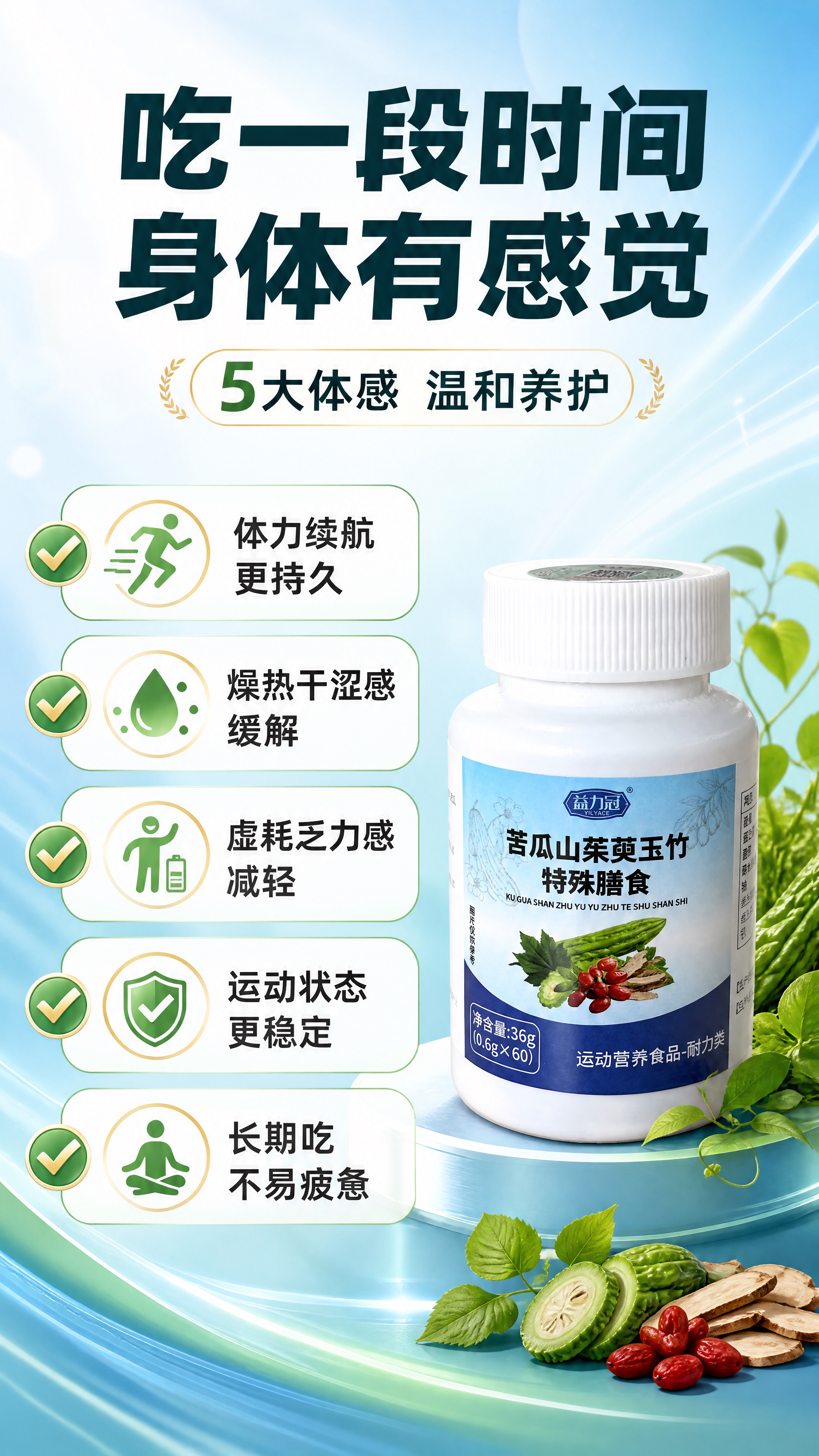 [商品] 使用【图1】益力冠苦瓜山茱萸玉竹特殊膳食白色药瓶；保… - 图片创意预览