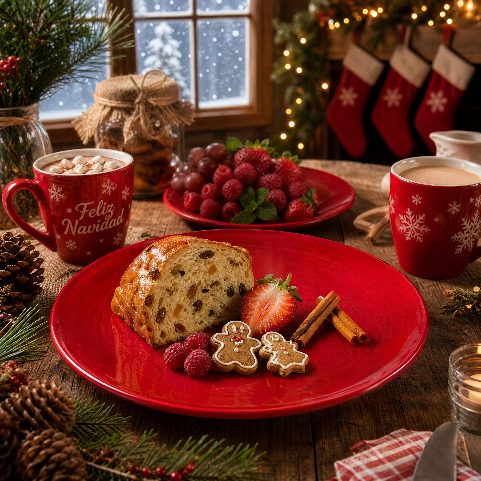 Desayuno navideño con platos ro… - 图片创意预览