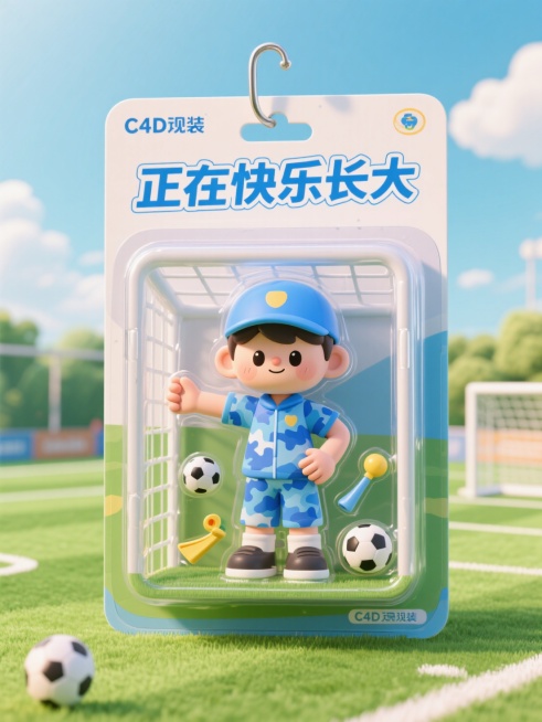 盒子上有描边文字“正在快乐长大”预览效果