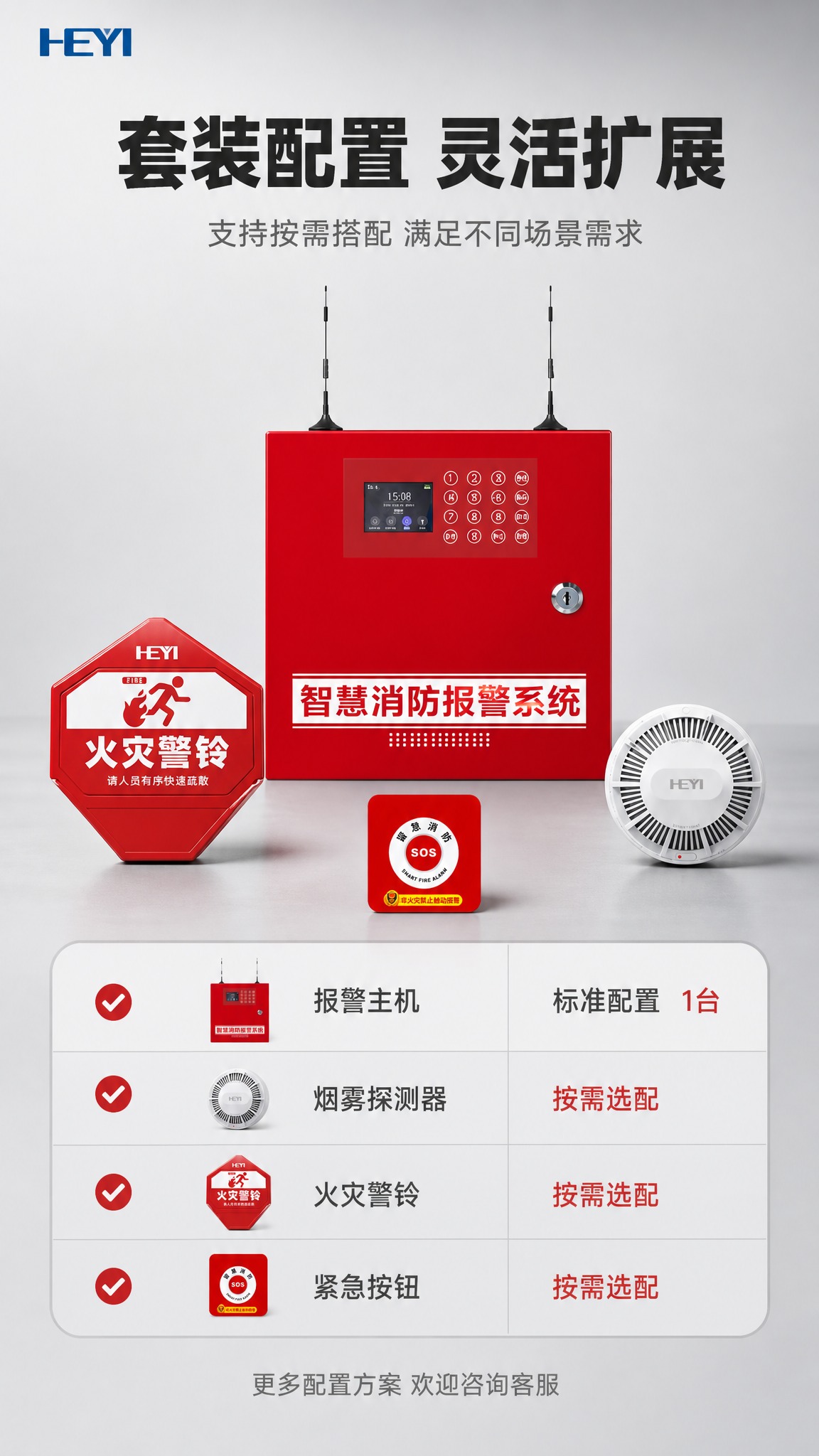[商品] 使用【图1】智慧消防火灾报警系统套装，包含红色报警主… - 图片创意预览