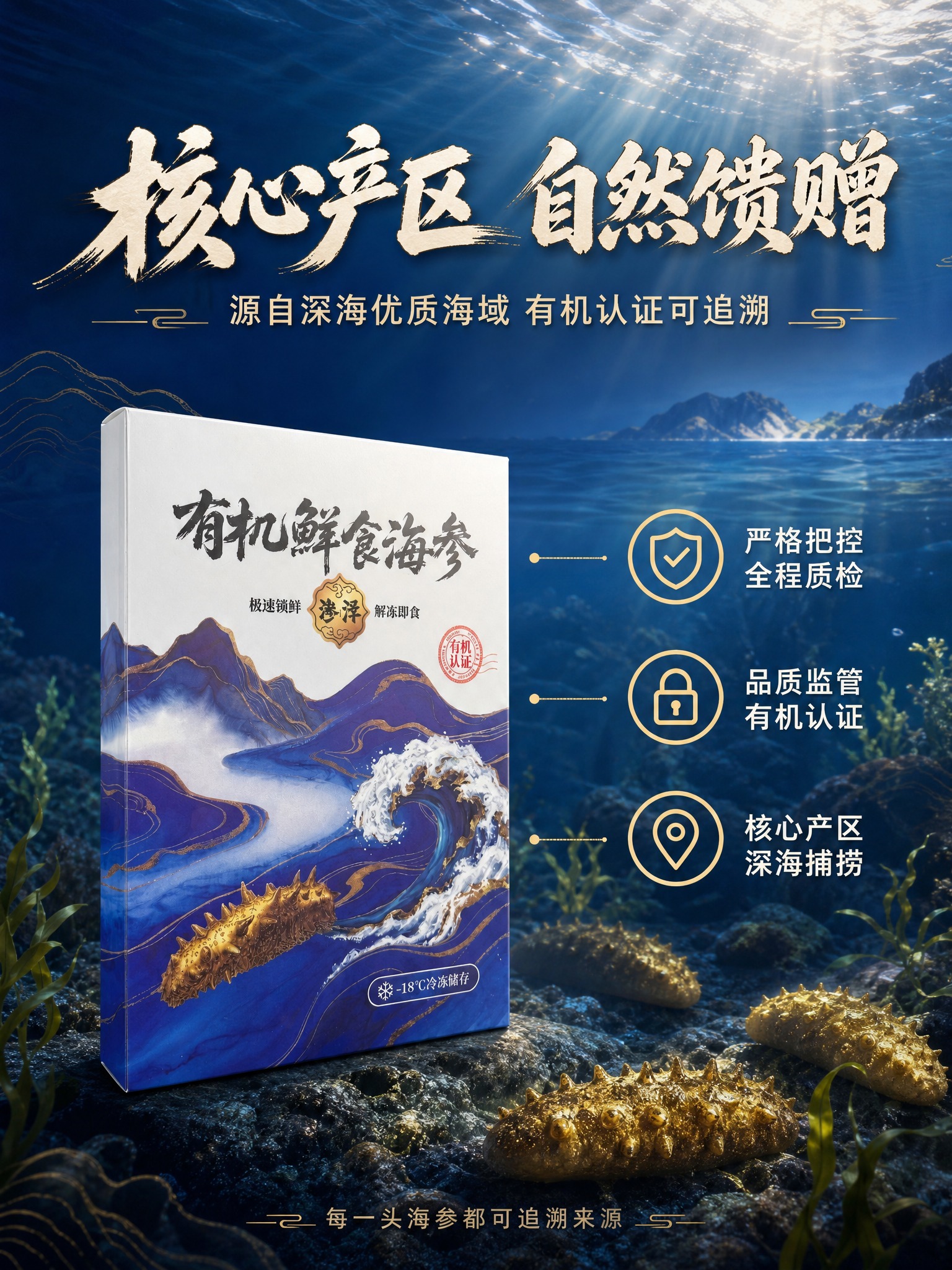 [商品] 使用【图2】【图3】有机鲜食海参礼盒45度侧面角度；… - 图片创意预览