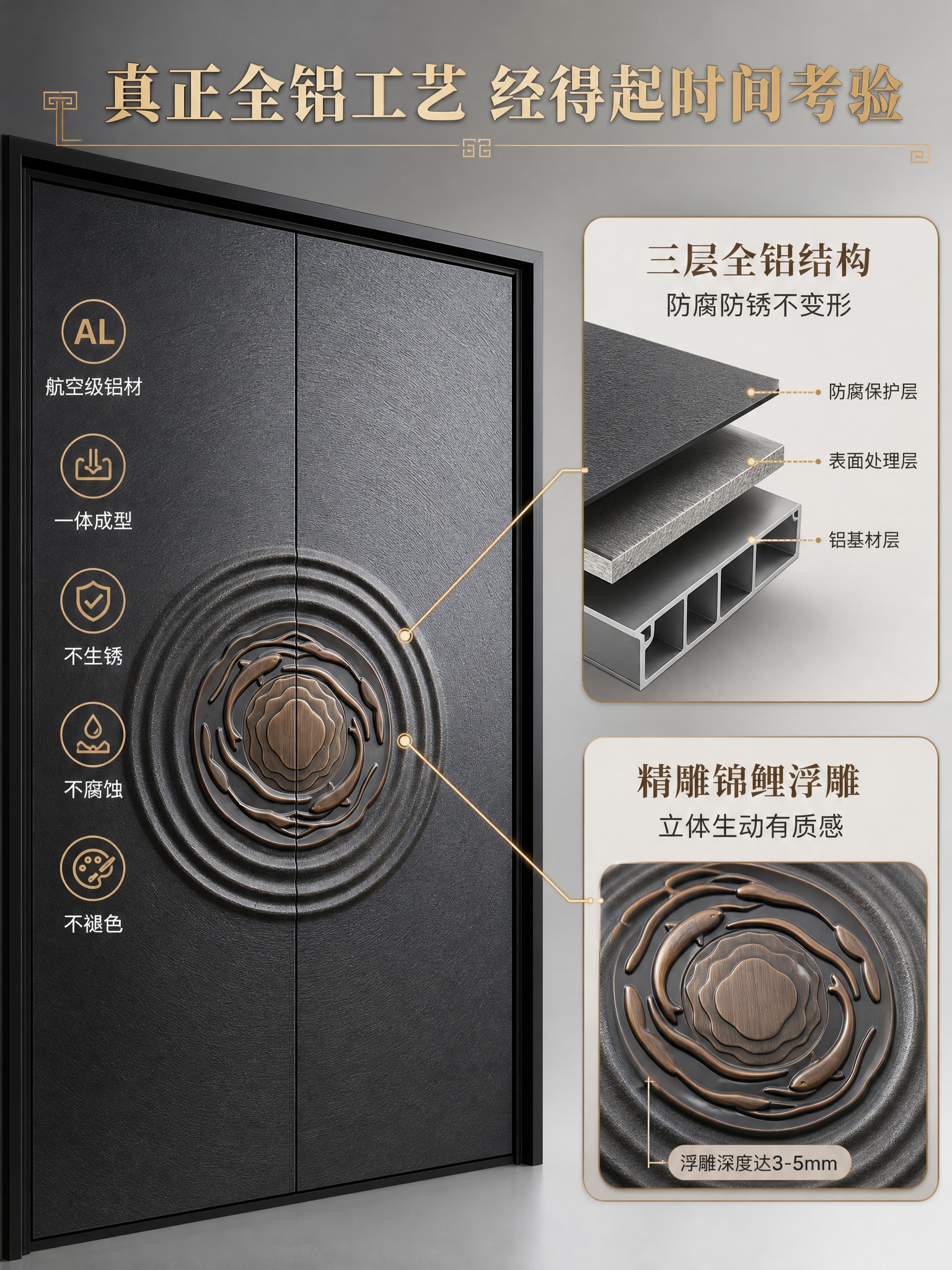 [商品] 使用【图1】臻尚铂门如鱼得水九鱼款全铝别墅大门；保留… - 图片创意预览