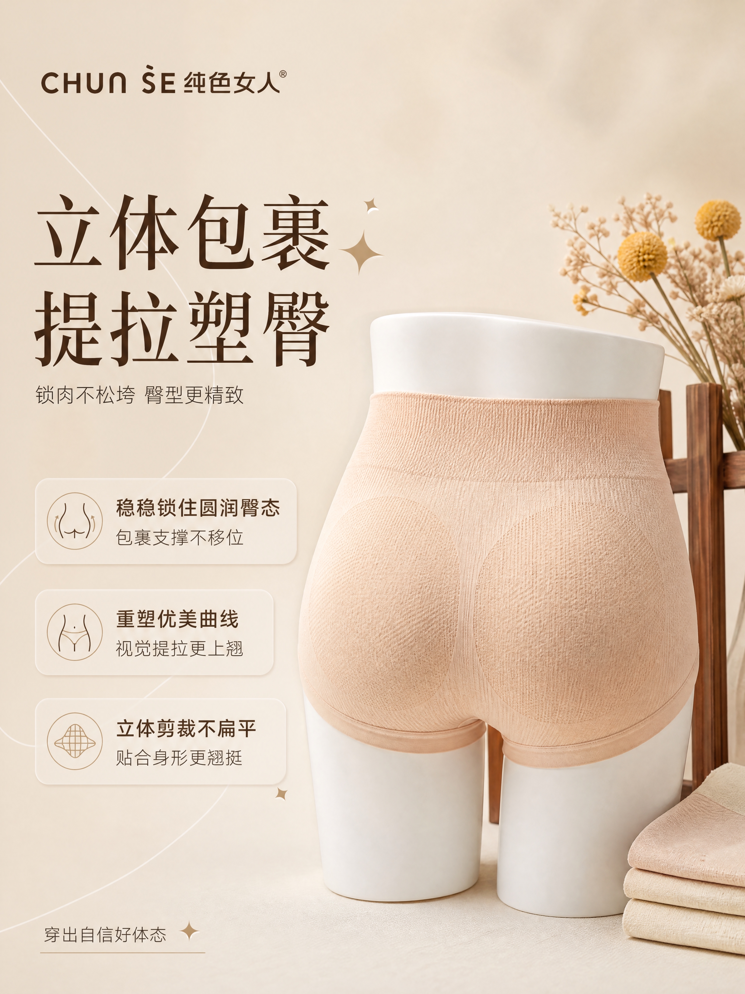 [商品] 使用【图5】裸粉肤色高腰收腹内裤假模展示图；商品处理… - 图片创意预览