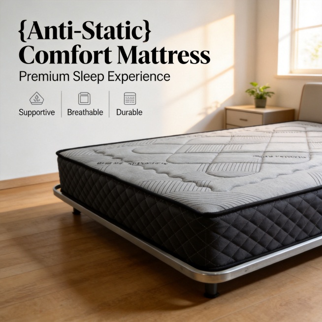 [Main Figure 1] Bed mattress product overview in a modern bedroom. [Atmosphere Style] Warm and cozy预览效果
