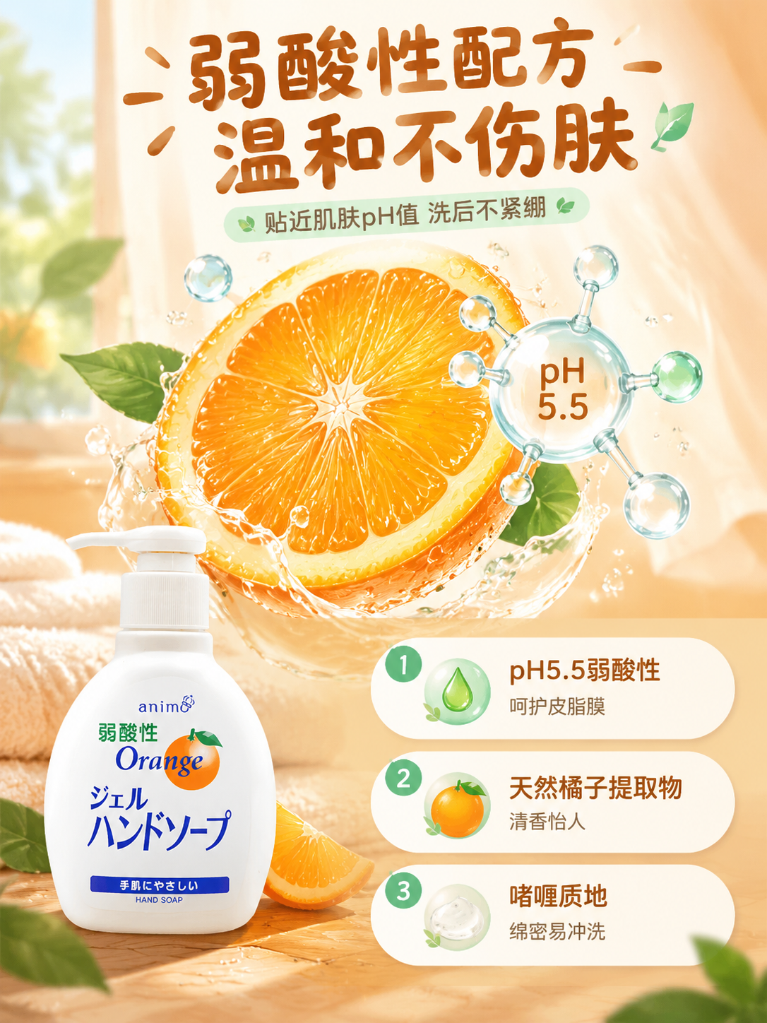 [商品] 使用【图1】animo弱酸性橘子啫喱洗手液；保留白色… - 图片创意预览