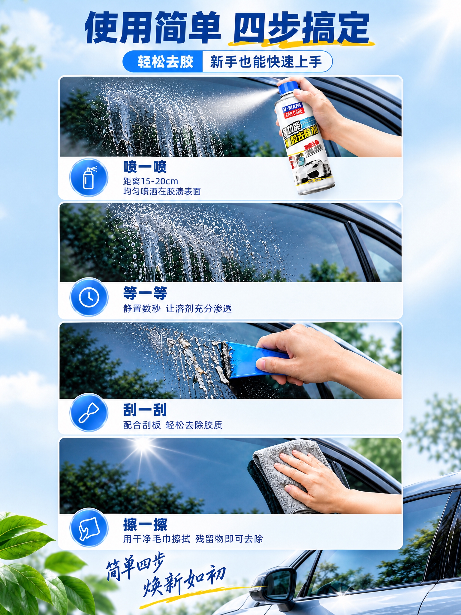 将这张主图重新构图为3:4竖版比例，保持原有的蓝白清新风格、四… - 图片创意预览