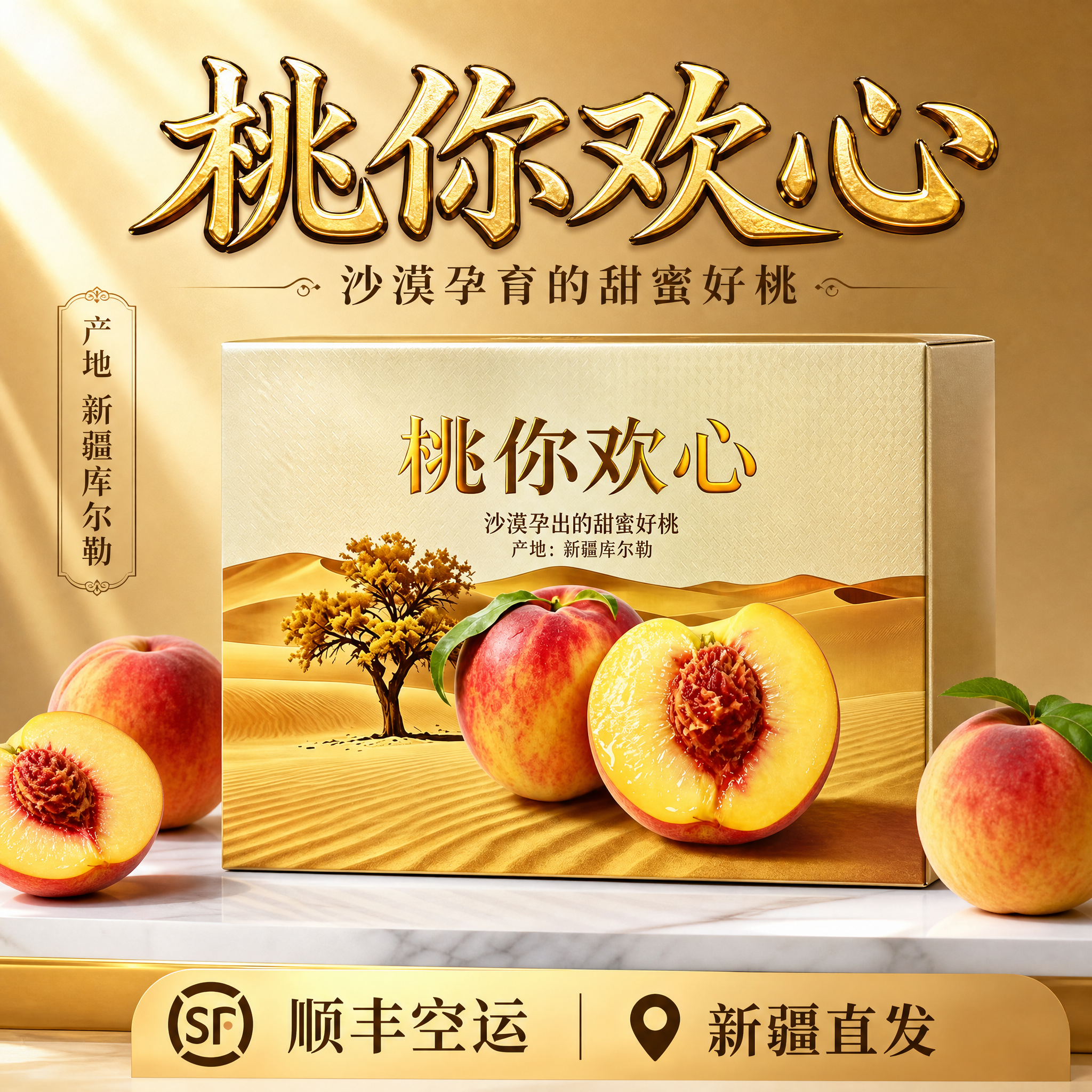[主图-1] 新疆库尔勒桃子礼盒首图 桃你欢心 沙漠好桃 [统… - 图片创意预览
