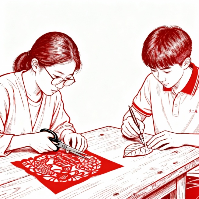 需要把以上三张图的线稿都要是红色 每一个的图人物都要在同一张桌子上预览效果