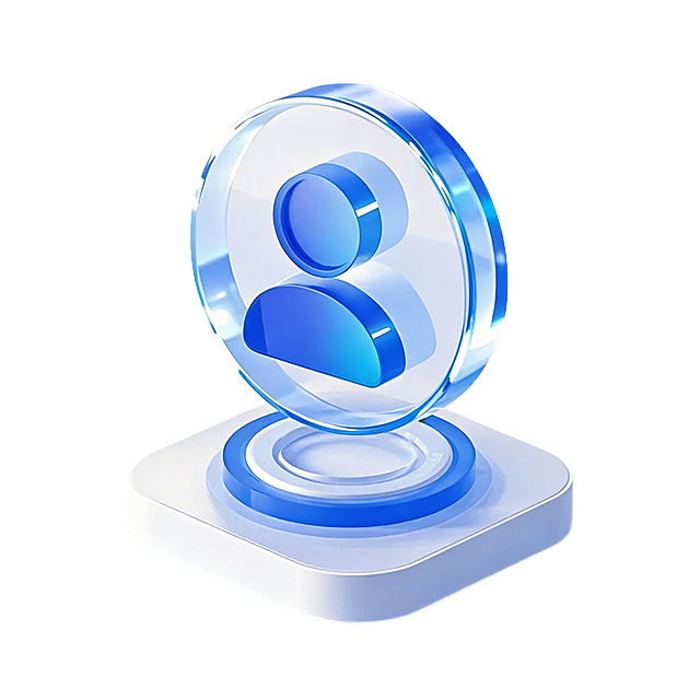 去除图片的背景，保留透明背景，保留图中的蓝色玻璃质感用户图标主体，其余背景部分全部移除