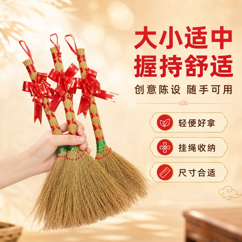 [商品] 使用【图5】三支小扫把斜款捆红绳手持图；保留手部持握… - 图片创意预览