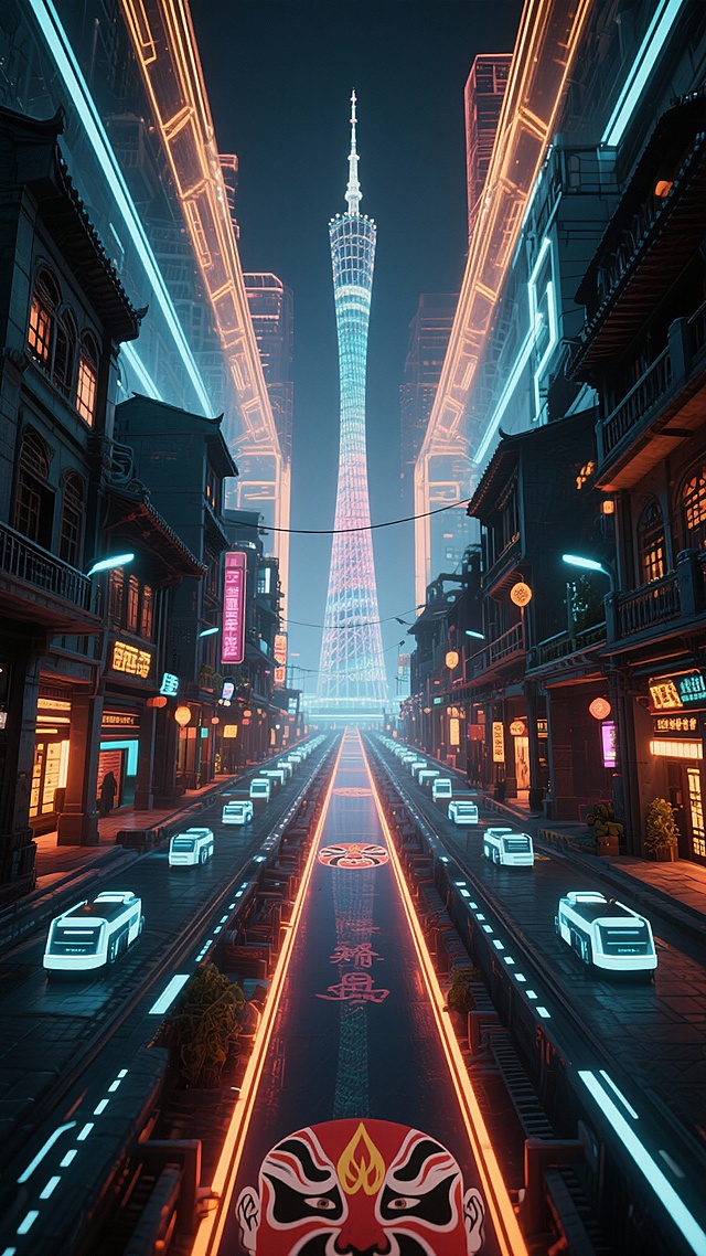 以广州为主题帮我生成一张想象未来的宣传图片