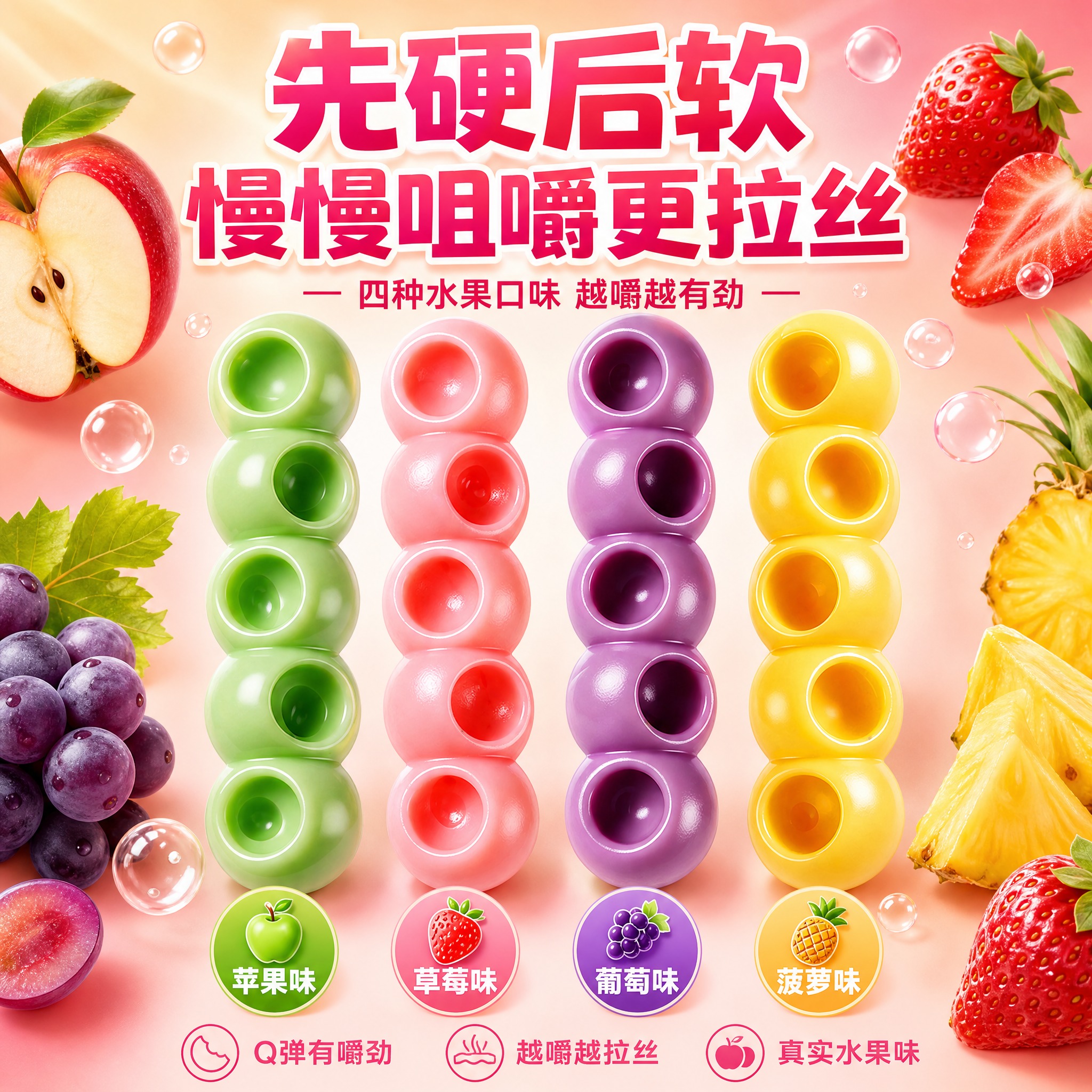 [单张主图] 多口味水果味糖果测款主图，爆款促销感路线，目标是… - 图片创意预览
