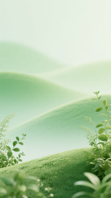 一幅以柔和绿色渐变为主色调的背景图，融合了清新的植物风光元素，整体呈现出平滑而富有层次感的色彩过渡，画面纹理细腻且带有自然的有机质感，营造出宁静而生机勃勃的氛围。预览效果