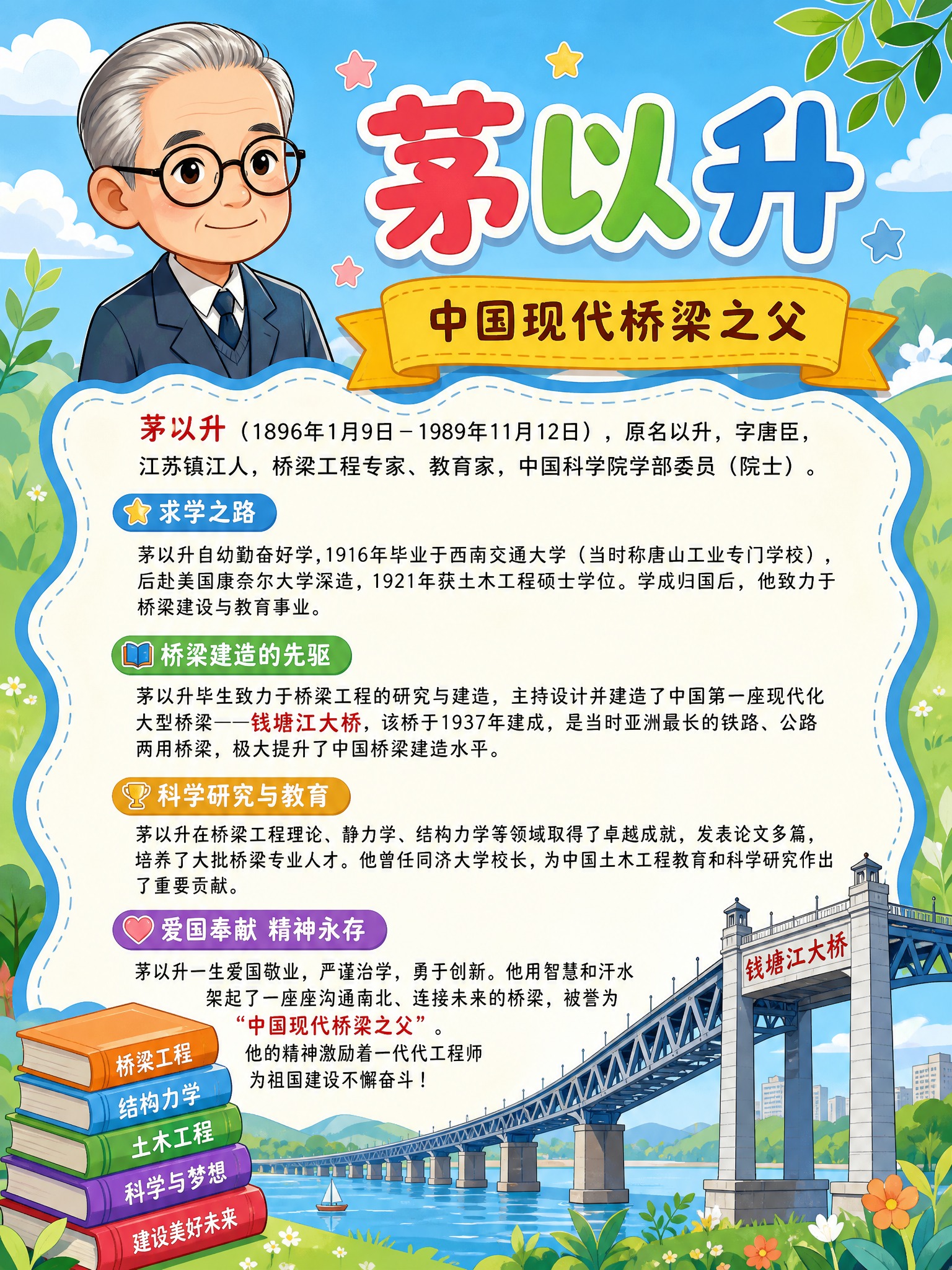 儿童卡通绘本风，校园榜样人物介绍图卡，2D 扁平卡通，小学生手… - 图片创意预览