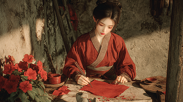 她取溪水、芙蓉花汁，制成深红色“薛涛笺”，适配小诗创作，成为文人雅士心头好    延续了之前的统一风格。