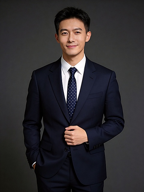 深色西装白衬衣男性职业形象照