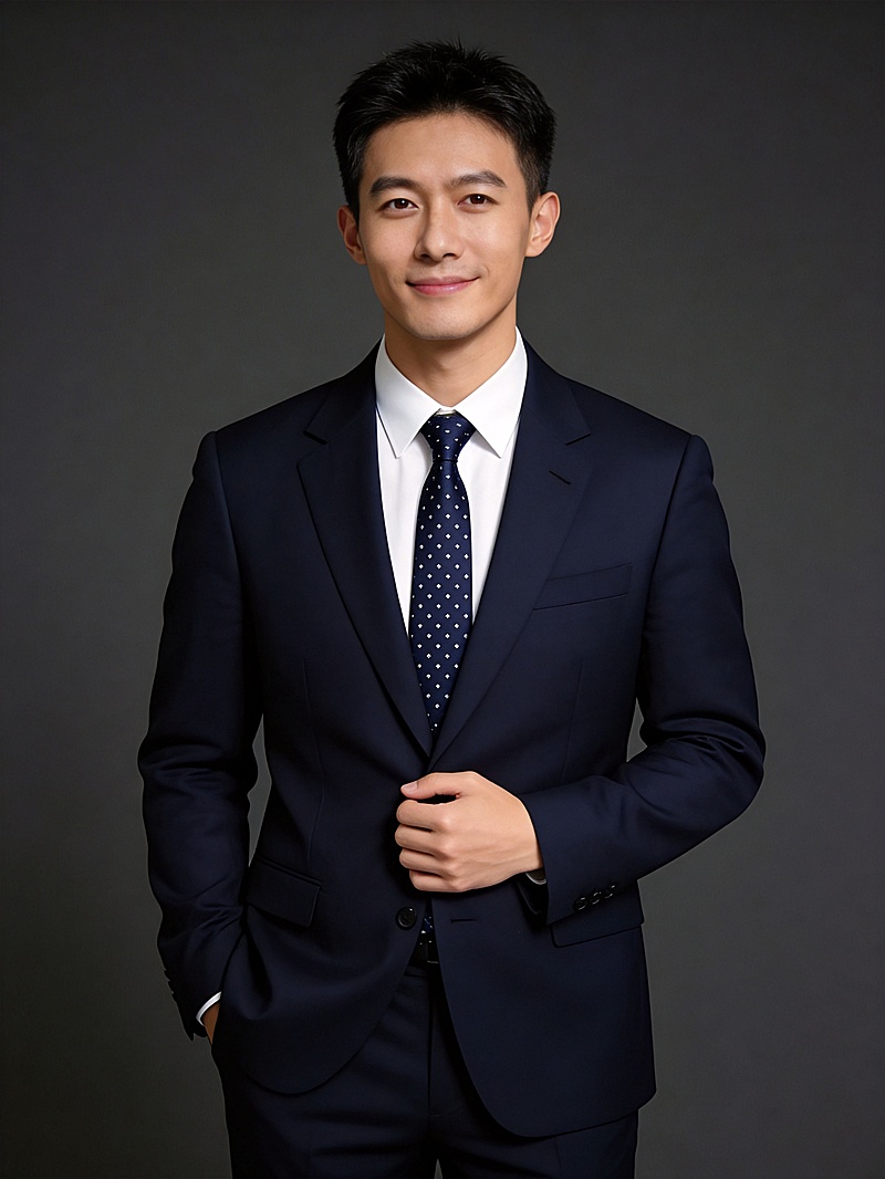 深色西装白衬衣男性职业形象照