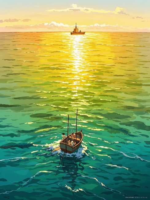 宫崎骏风格，动画风格，吉卜力，Hayao Miyazaki style，描边，黄渤海分界线预览效果