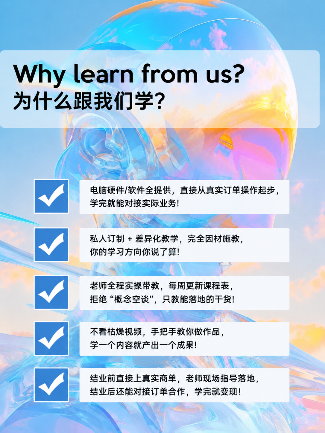 将图1的背景替换为图2的透明玻璃质感机器人头像背景，去除图1右… - 图片创意预览