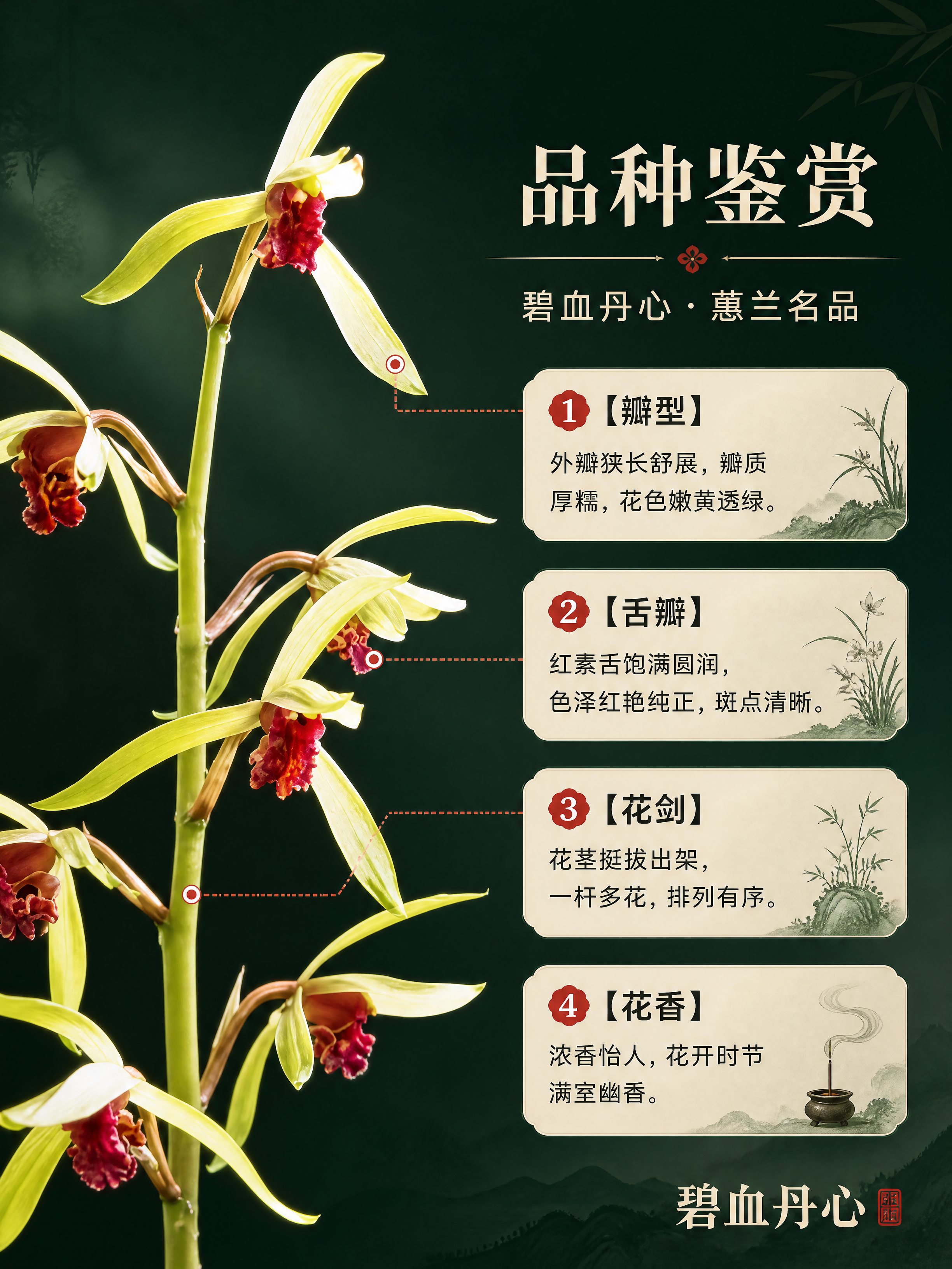 [商品] 使用【图1】碧血丹心蕙兰开花图；保留兰花黄绿色外瓣、… - 图片创意预览