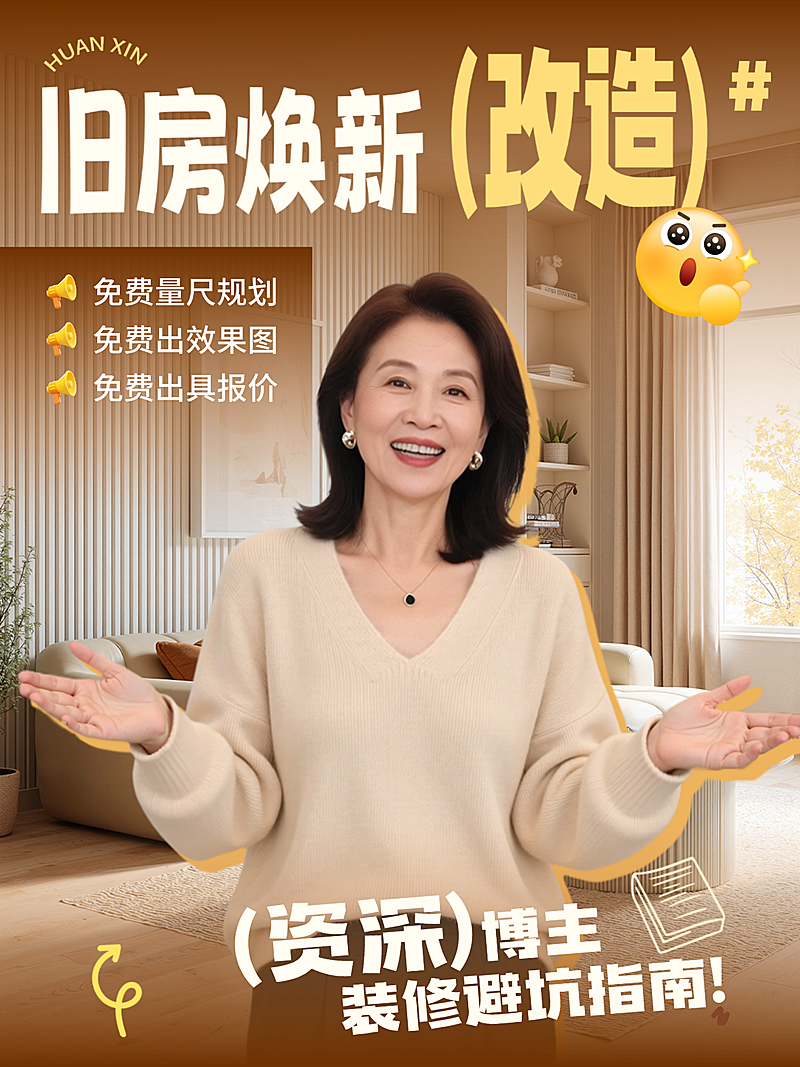 家居家装装修旧房改造人像小红书封面
