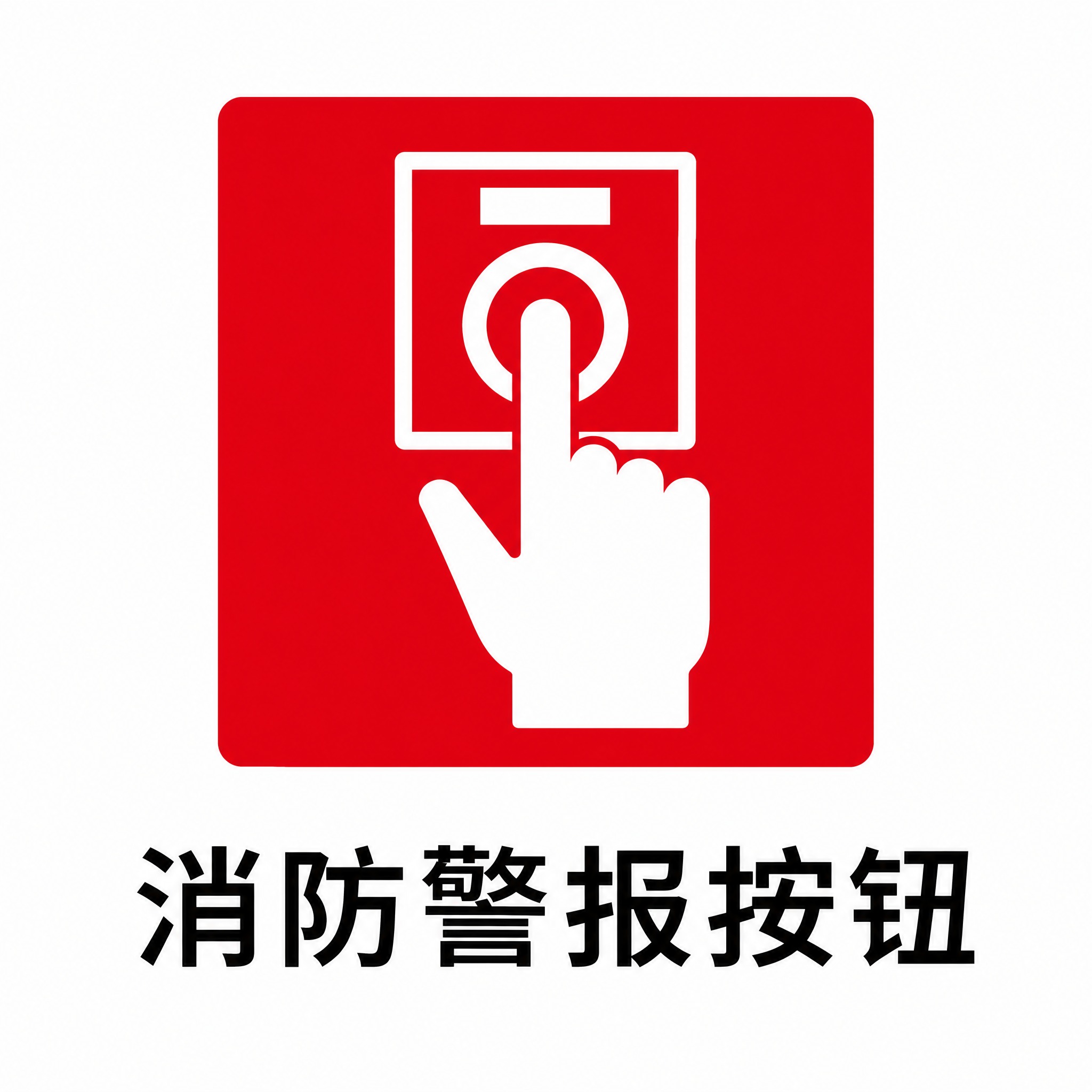 生成疏散平面图中的「消防警报按钮」标识图标：红色方形背景，内部… - 图片创意预览