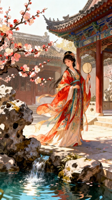 帮我生成20个AI绘画插画，包含绚丽的抽象画、写实的草地荷塘、动漫风的小女孩与动物互动、写实的健身女性、古风人物、游戏原画、IP展示等，整体呈现色彩鲜艳、风格多元的AI绘画作品集排版风格。预览效果