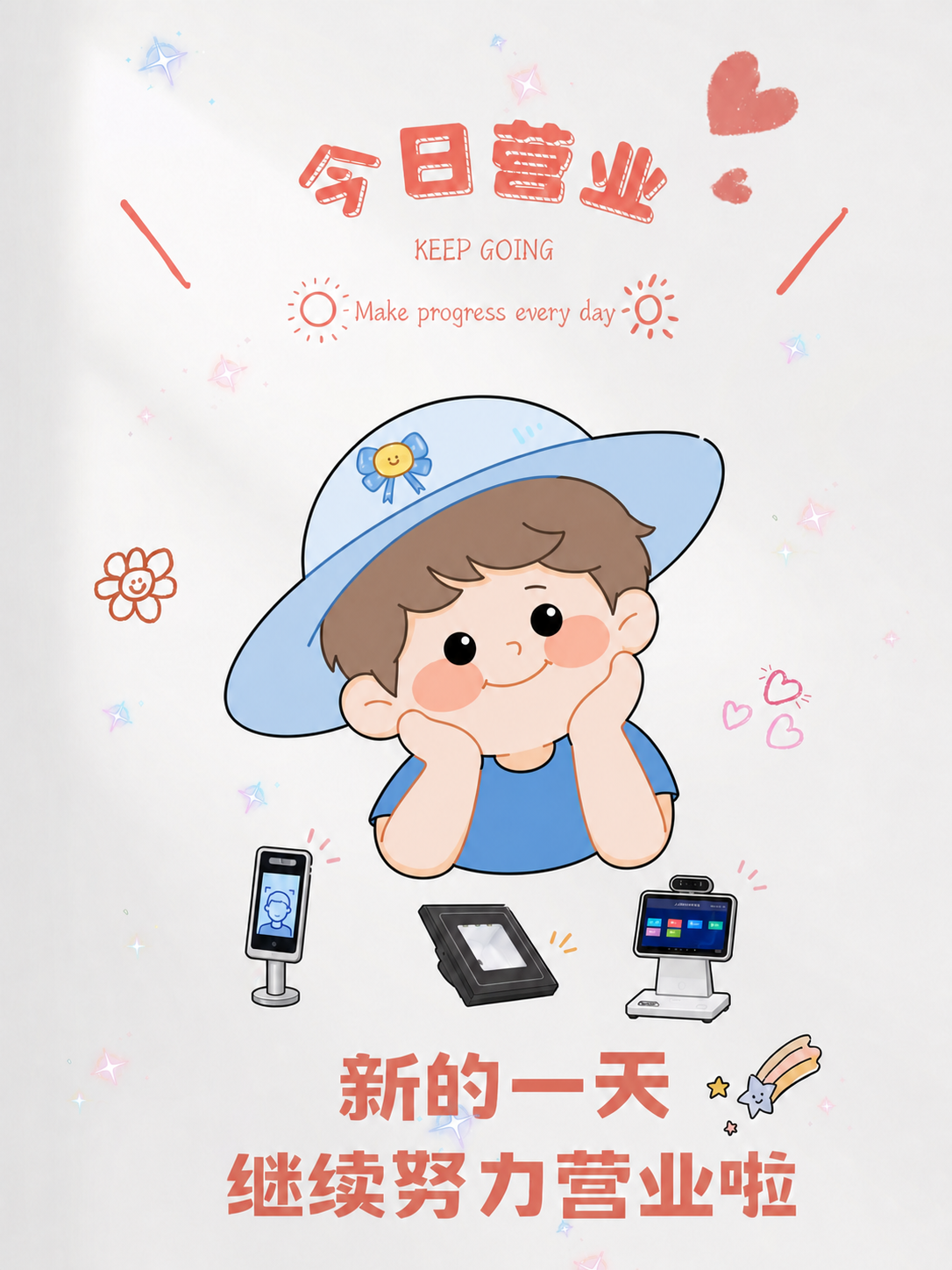 将图中男性小人的粉色帽子和粉色上衣改为蓝色系（清爽的天蓝色或藏… - 图片创意预览