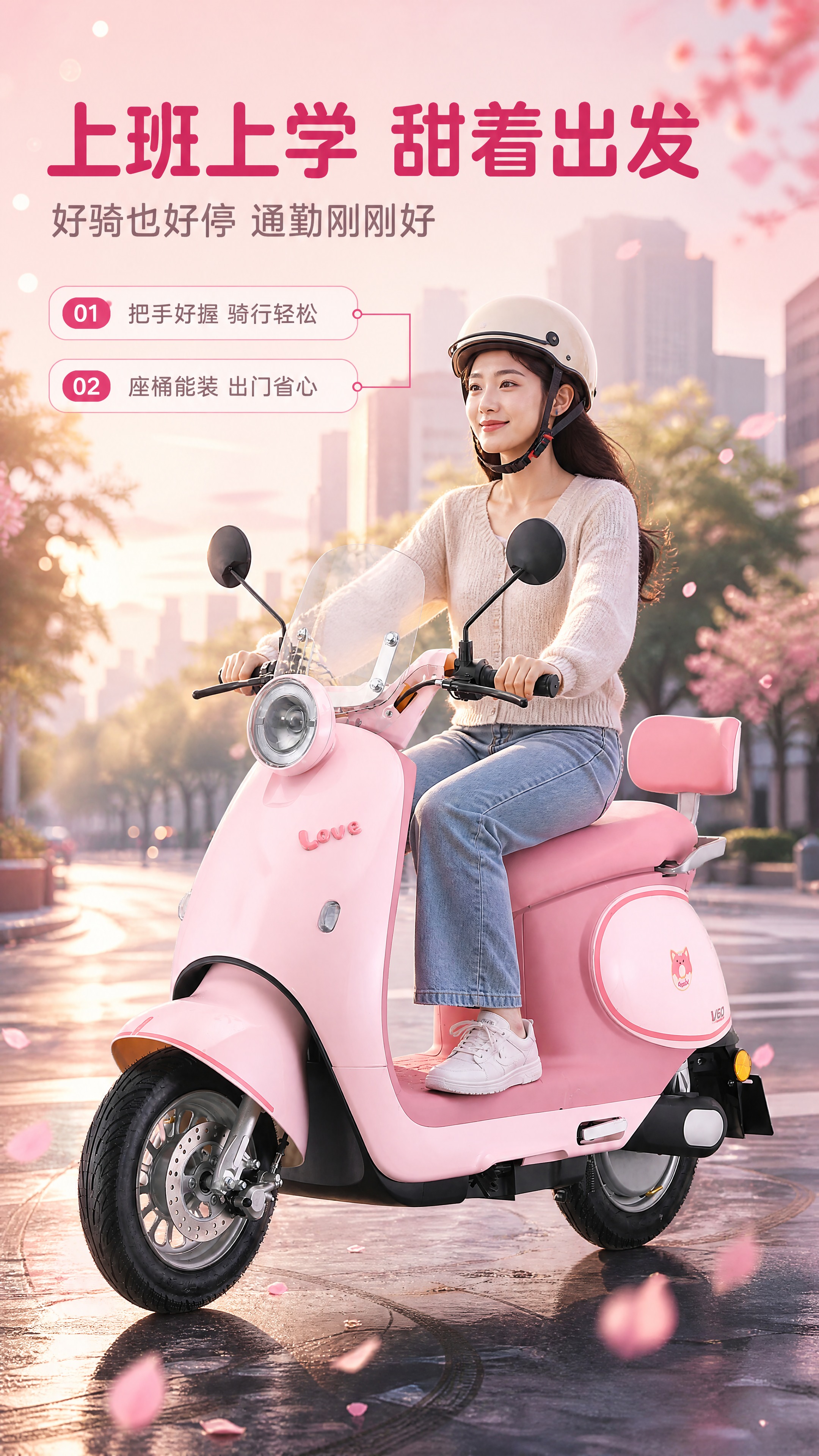 【商品】使用【图1】粉色凤凰V60整车；严格保留：粉色车身与深… - 图片创意预览