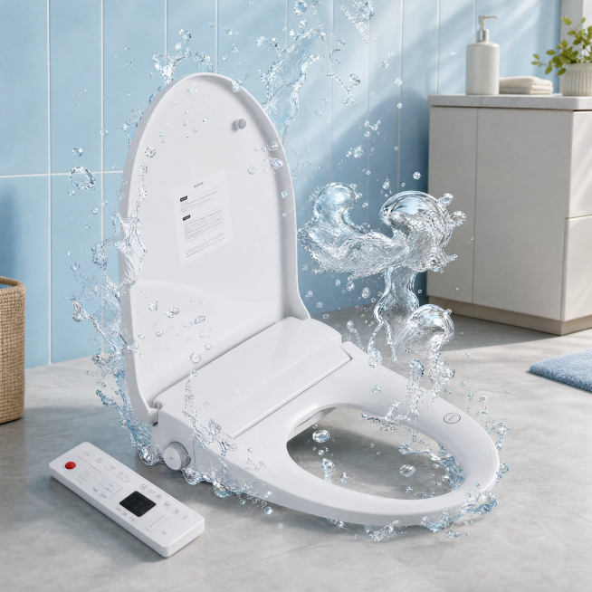 [Main Image 1] Smart Toilet Seat in modern bathroom setting. 
[Atmosphere Style] Cozy homey healing预览效果