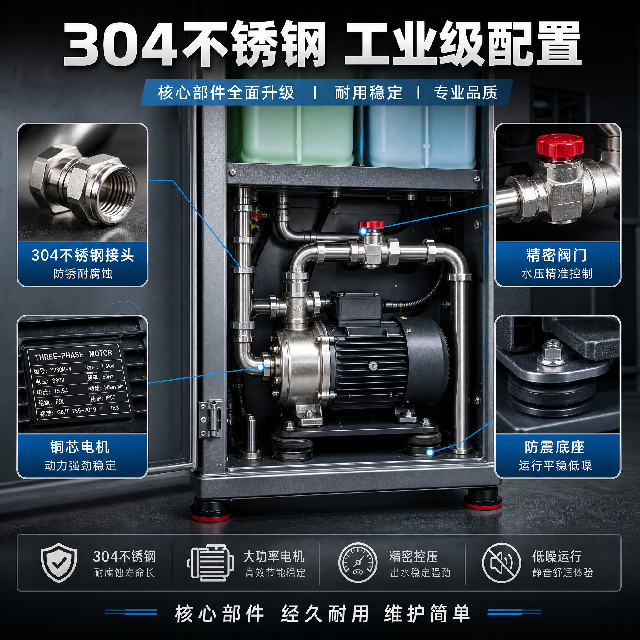 [主图-3] 自助洗车机 304不锈钢管路与核心部件 展示底部… - 图片创意预览