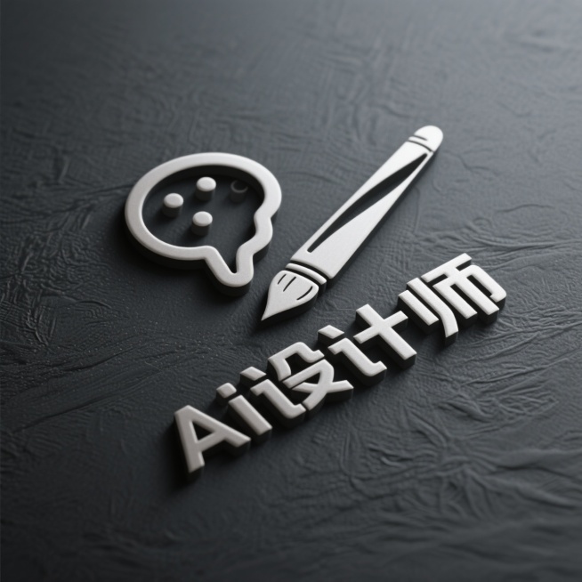 logo标志，极简，图型设计，写着“Ai设计师”，思考和画笔的融合，国际化，高级感，浮雕感预览效果