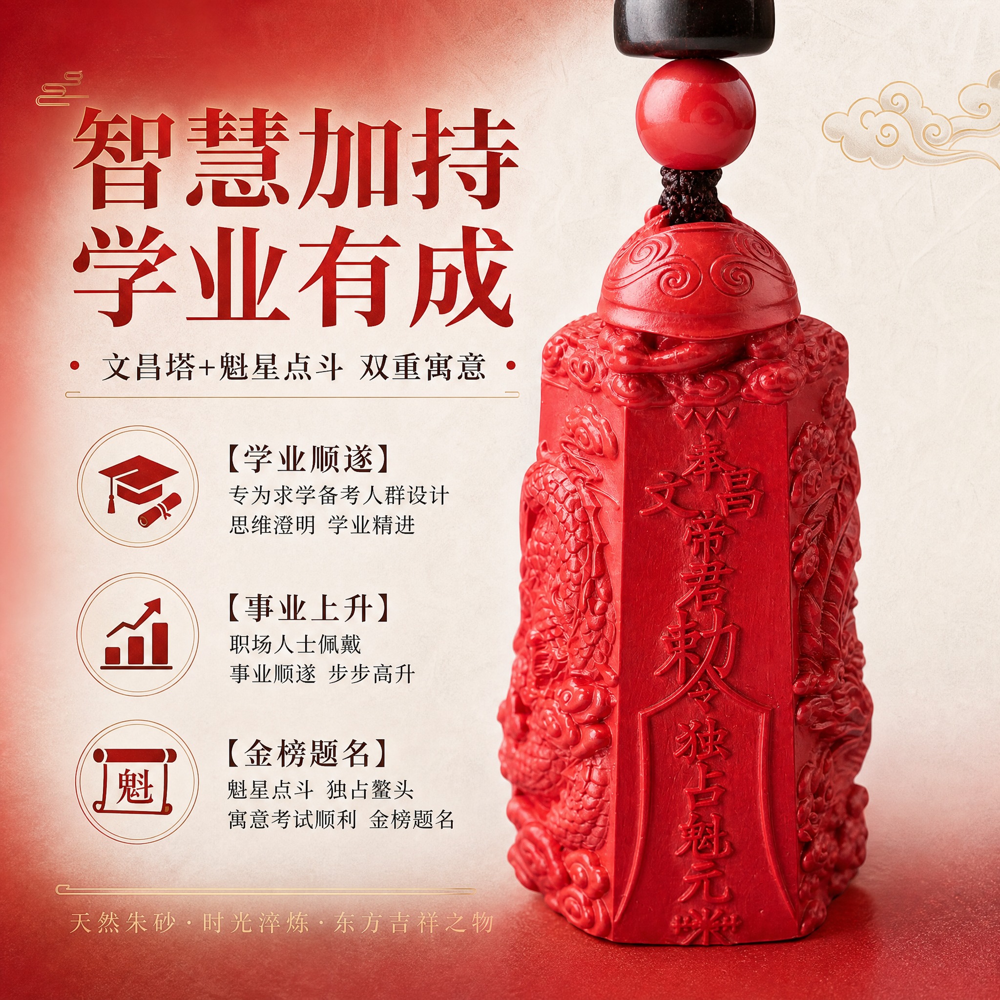 淘宝天猫电商主图，1:1正方形，高级红白渐变背景，背景带细腻纸… - 图片创意预览