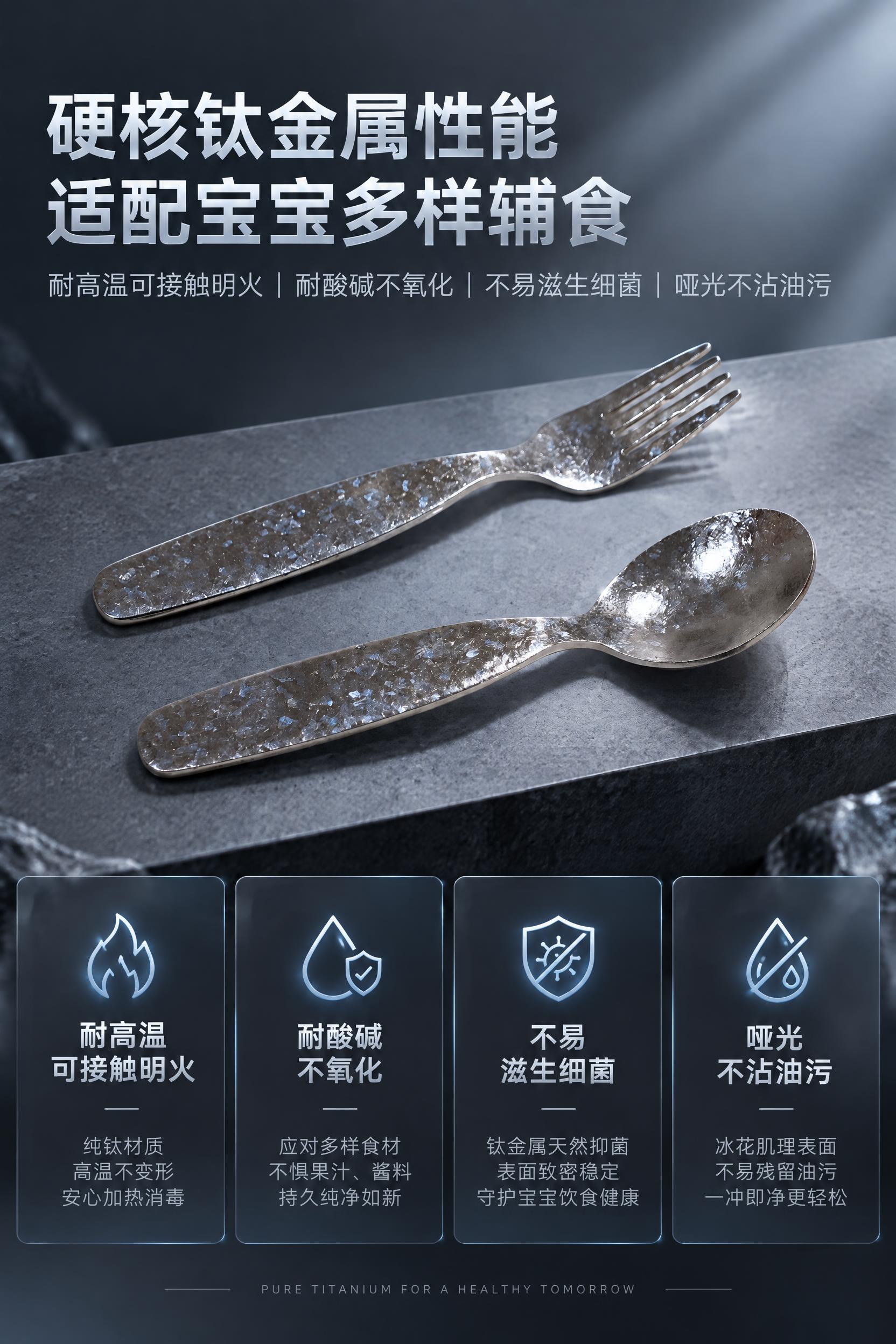 [商品] 使用上传的儿童纯钛叉勺产品图；保留13cm×3.2c… - 图片创意预览