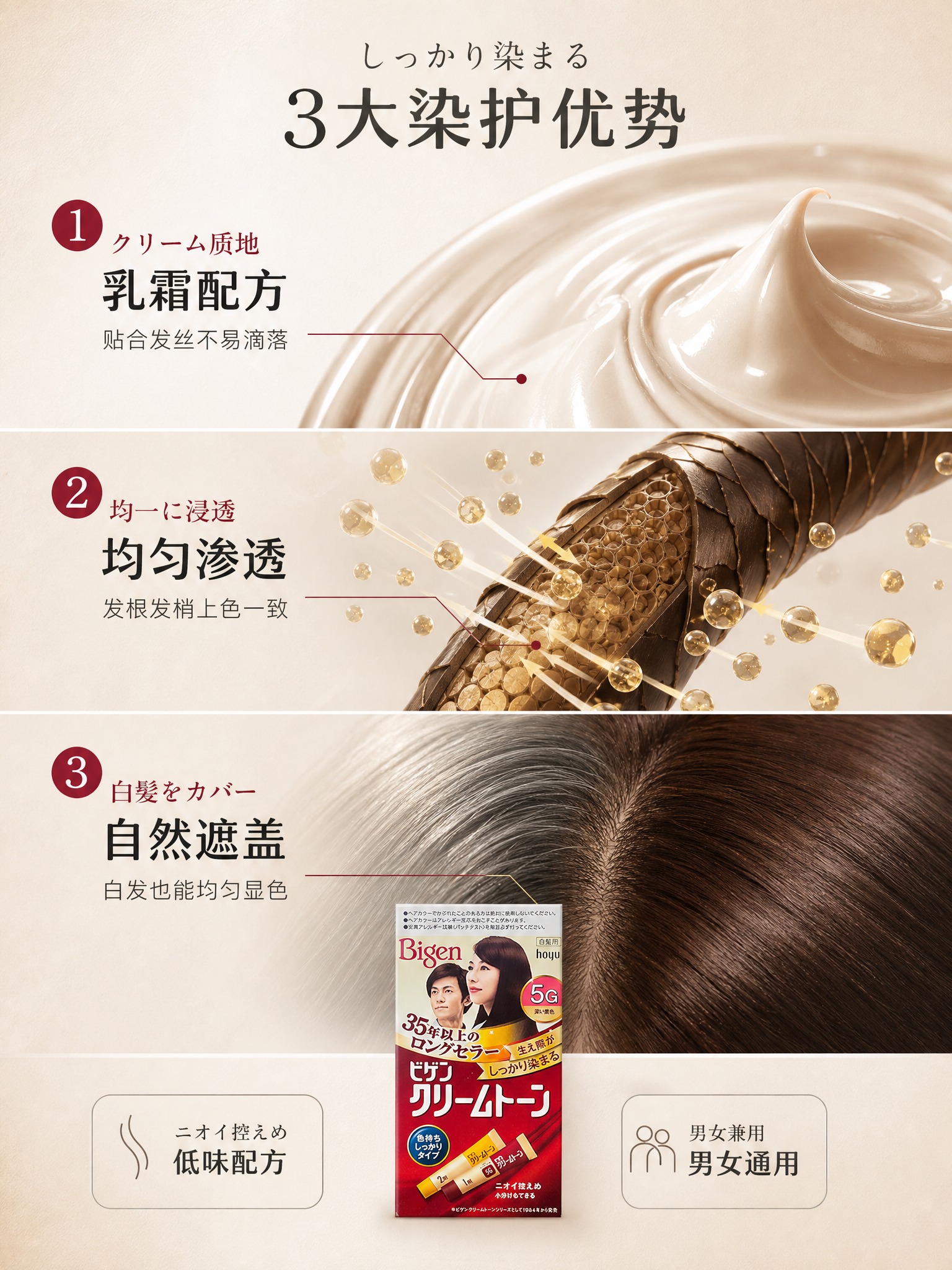 [商品] 使用【图3】5G深栗色Bigen美源可瑞慕染发膏包装… - 图片创意预览