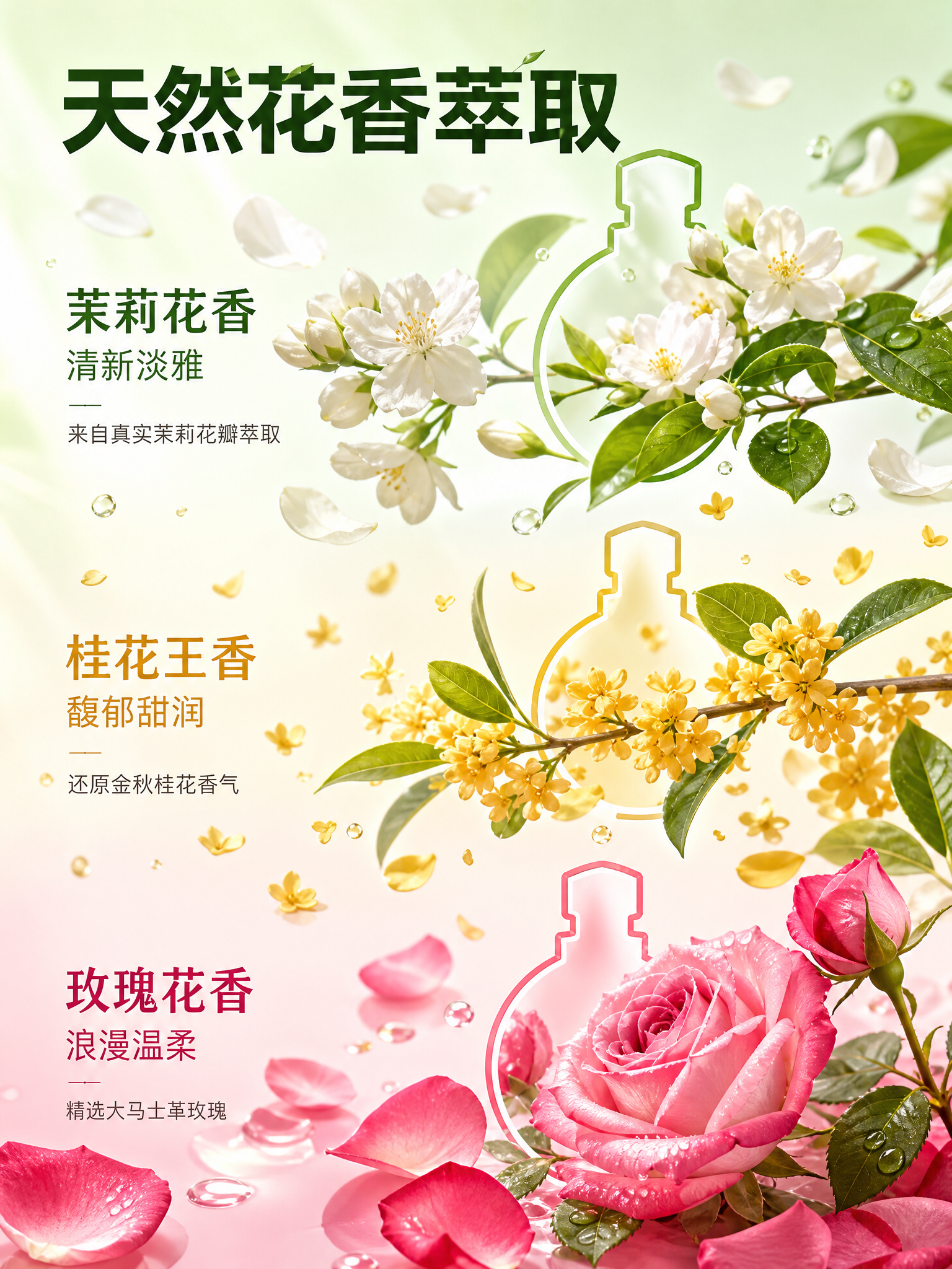[第3张] 成分解析页-天然花香萃取三种香型特色。本张为成分氛… - 图片创意预览