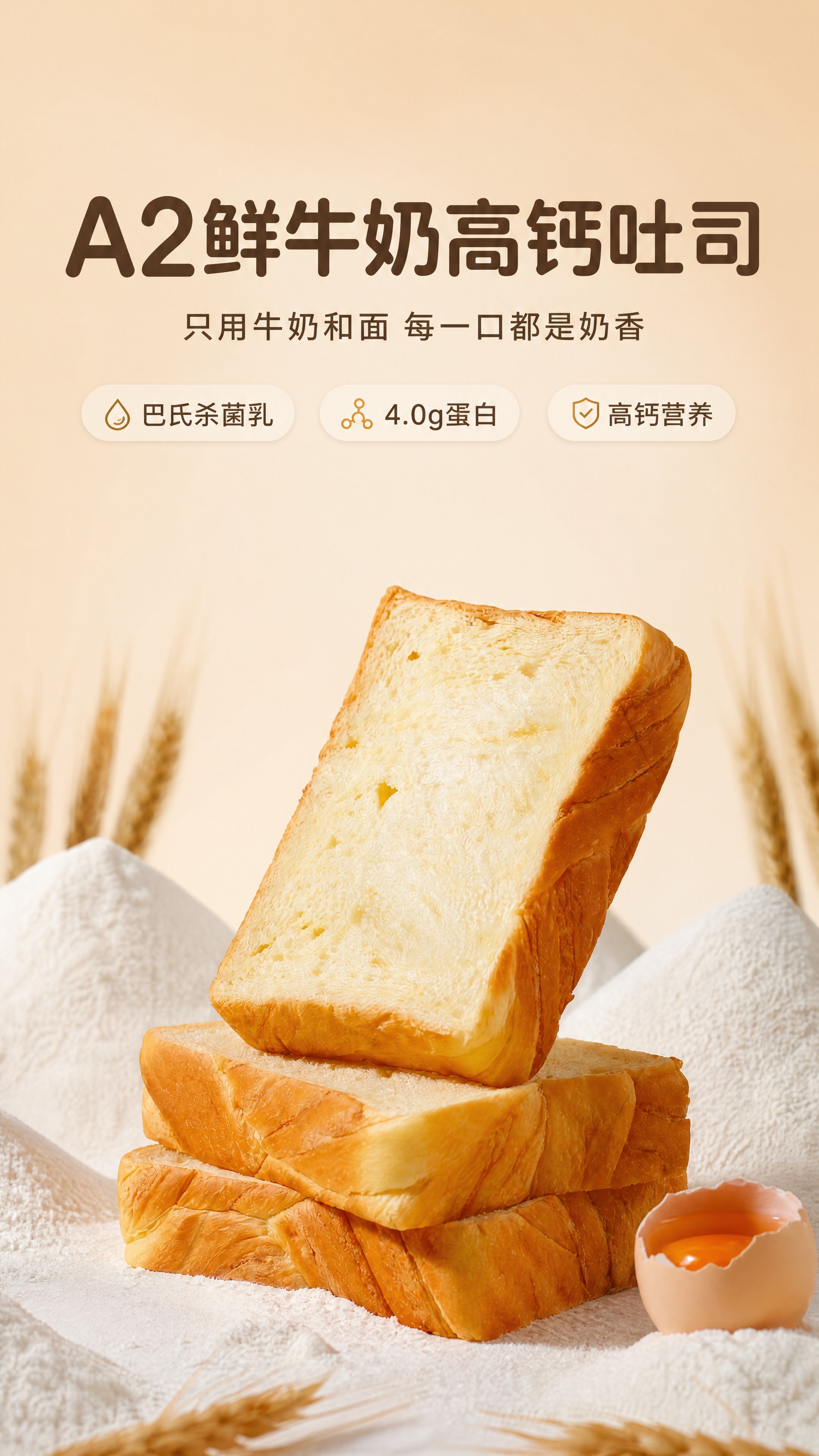 [商品] 使用【图1】牛奶吐司切片产品；保留吐司金黄外皮、奶白… - 图片创意预览