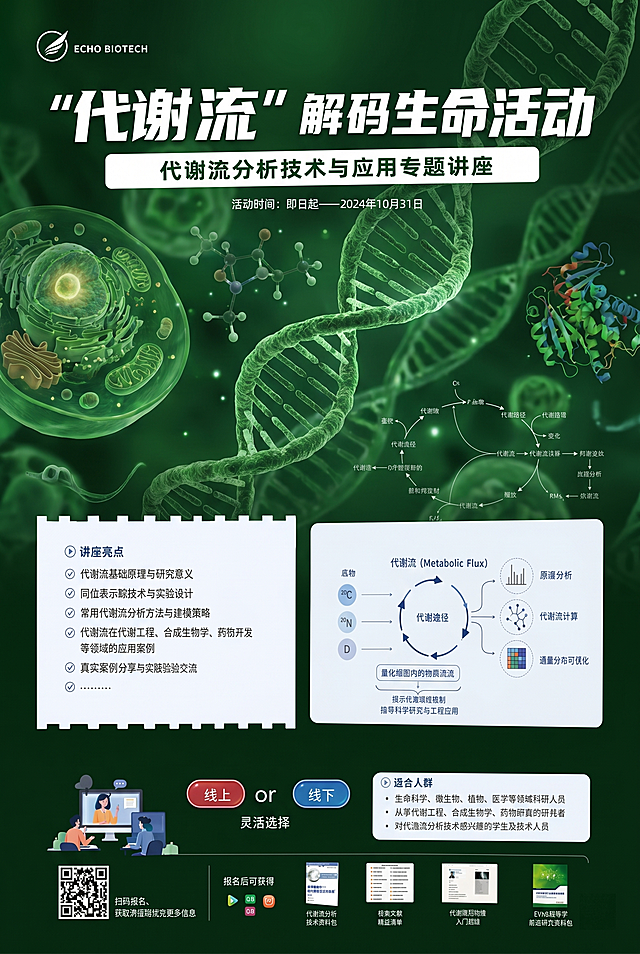 基于原图修改，将整体背景改为绿色，背景中凸显DNA、分子结构等生物学因素，保留原图所有文案、图表和二维码内容不变，比例调整为标准A0竖版，整体为学术讲座海报风格