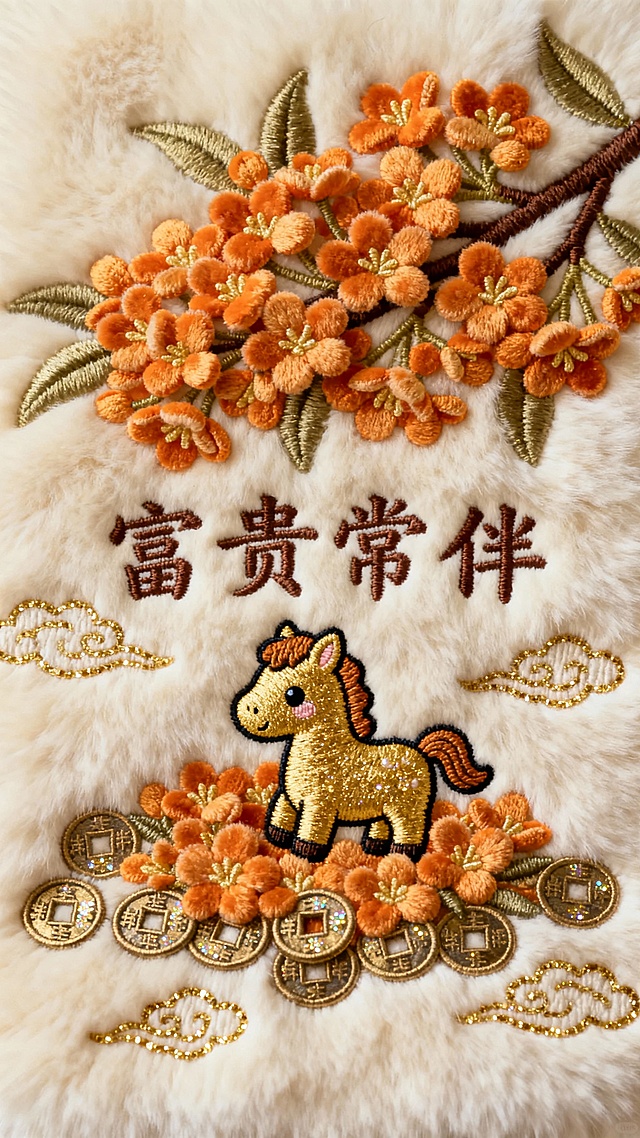 金橘花萌马踏铜钱，“富贵常伴”