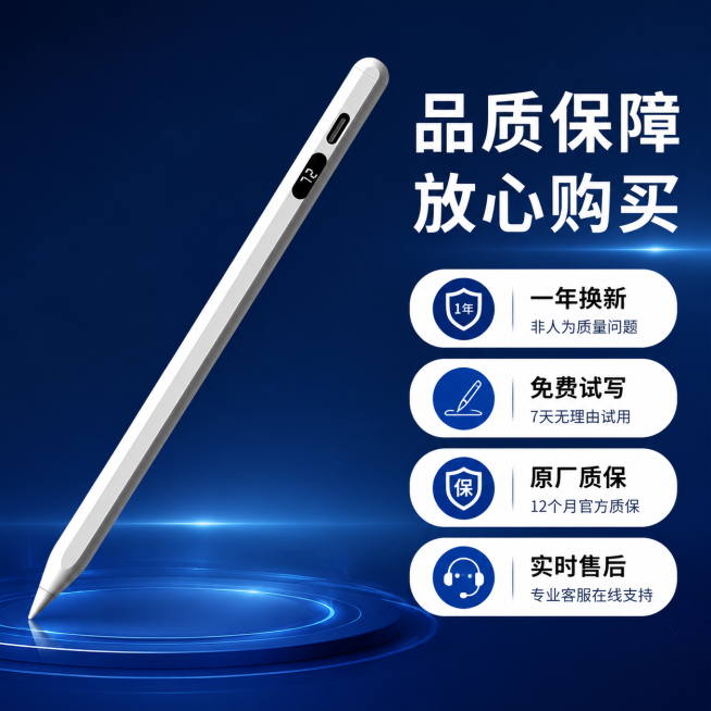 使用电商主图技能生成10张比例1:1的电商主图，适配平台为，商品为「图片1」，商品卖点为全屏防误触、倾斜压感、智能数显，其他要求为结合平板出现，以科技风格为主预览效果