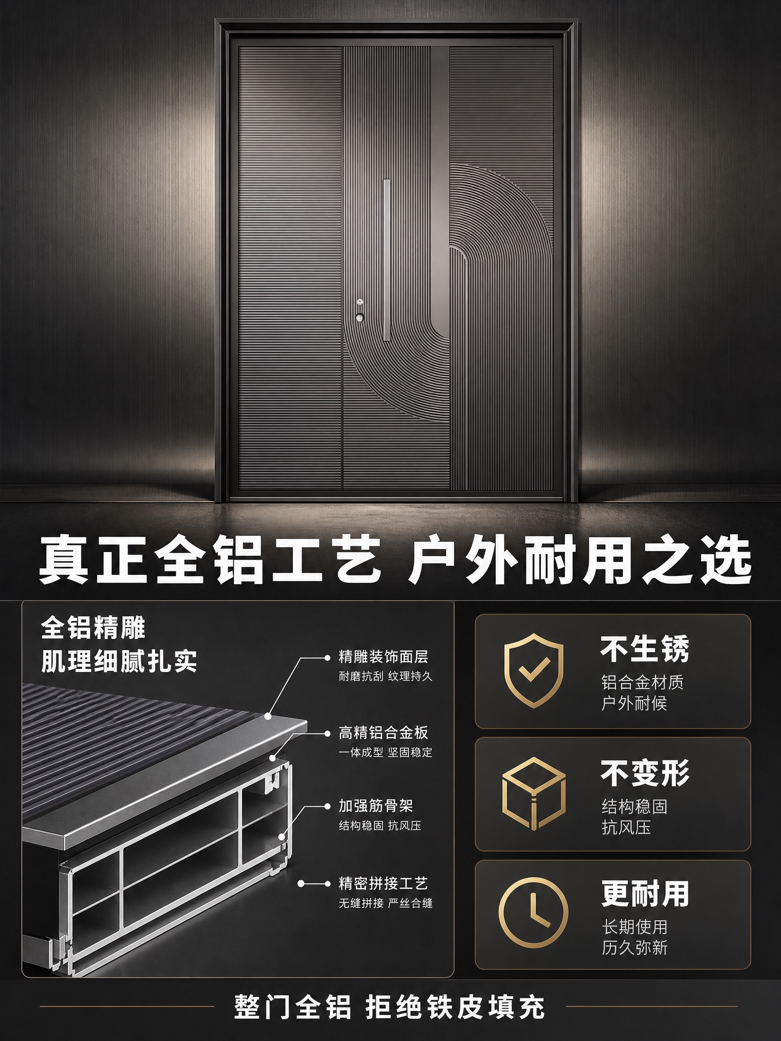 [商品] 使用【图1】臻尚铂门几何流水纹全铝精雕别墅对开门；保… - 图片创意预览